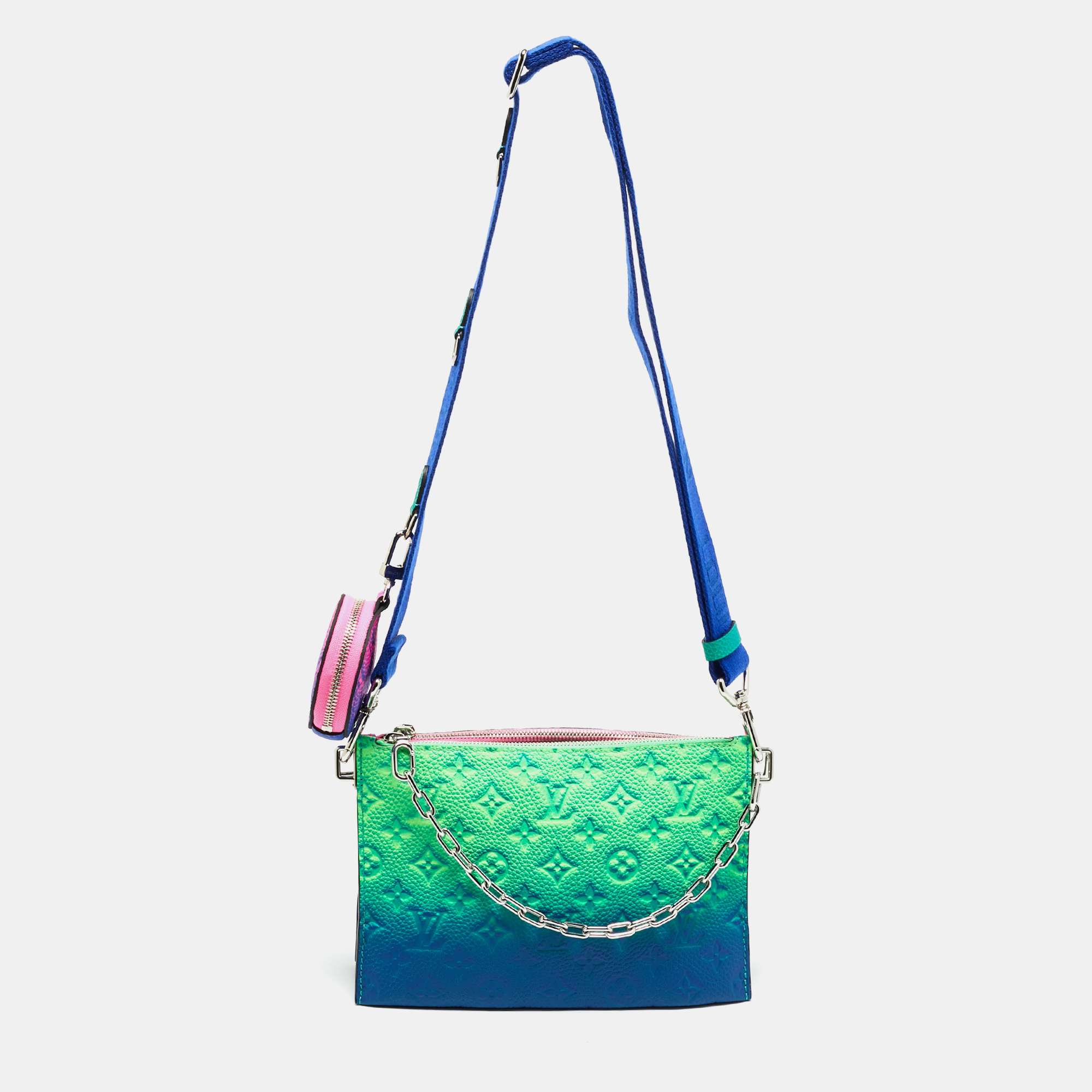 

Louis Vuitton Bleu/Rose Monogram Taurillon Illusion Leather Trio Pouch Bag, Multicolor