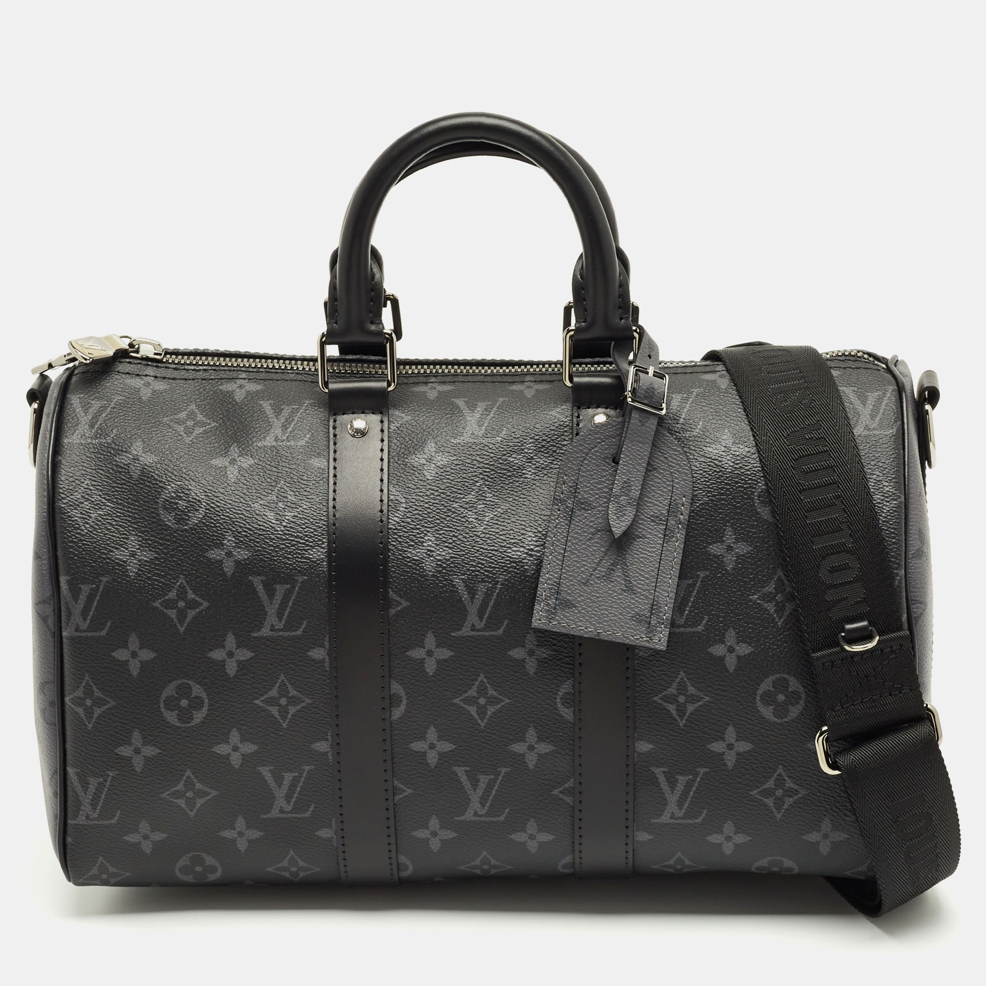 

Louis Vuitton Monogram Eclipse Canvas Keepall Bandouliere 35 Bag, Black