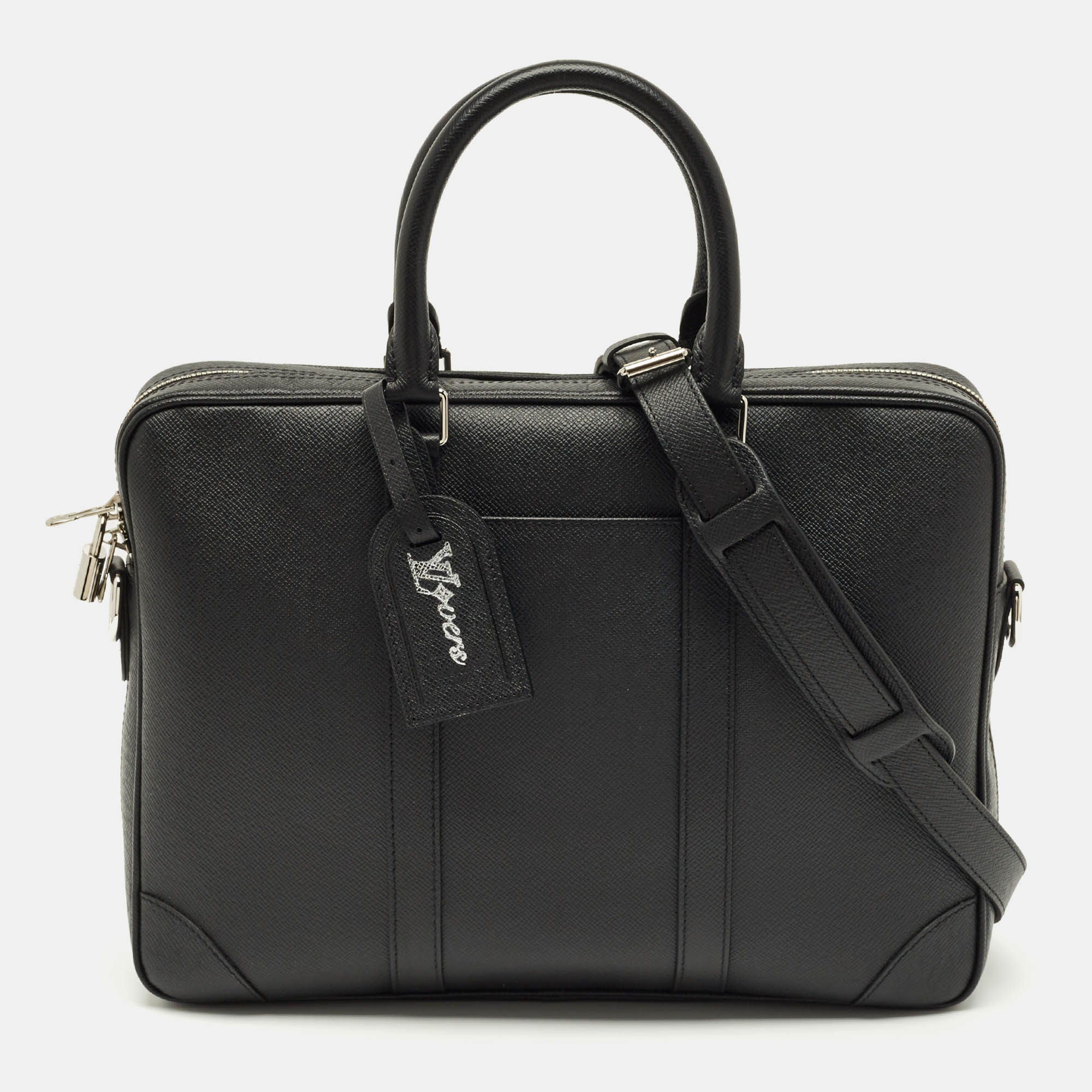 

Louis Vuitton Black Taiga Leather Porte Documents Voyage PM Bag