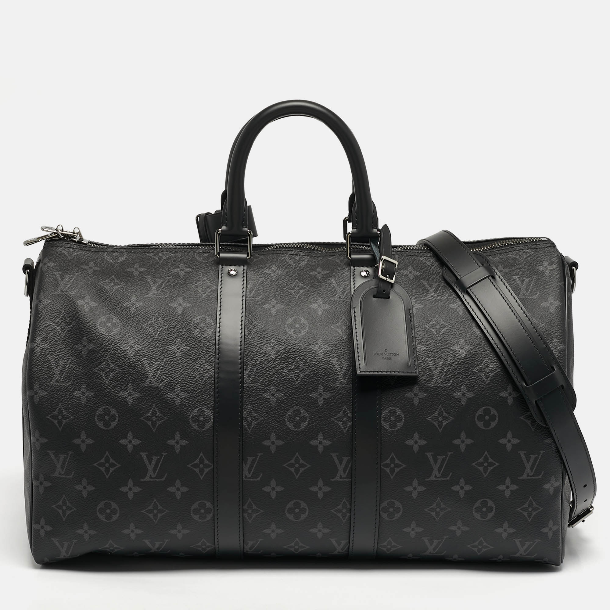 

Louis Vuitton Keepall Bandouliere 45 Monogram Eclipse Canvas Duffel Bag, Black