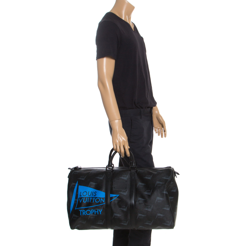Louis Vuitton Black Coated Canvas Limited Edition 127/200 Dubai Keepall Bandouliere 55 Bag Louis ...