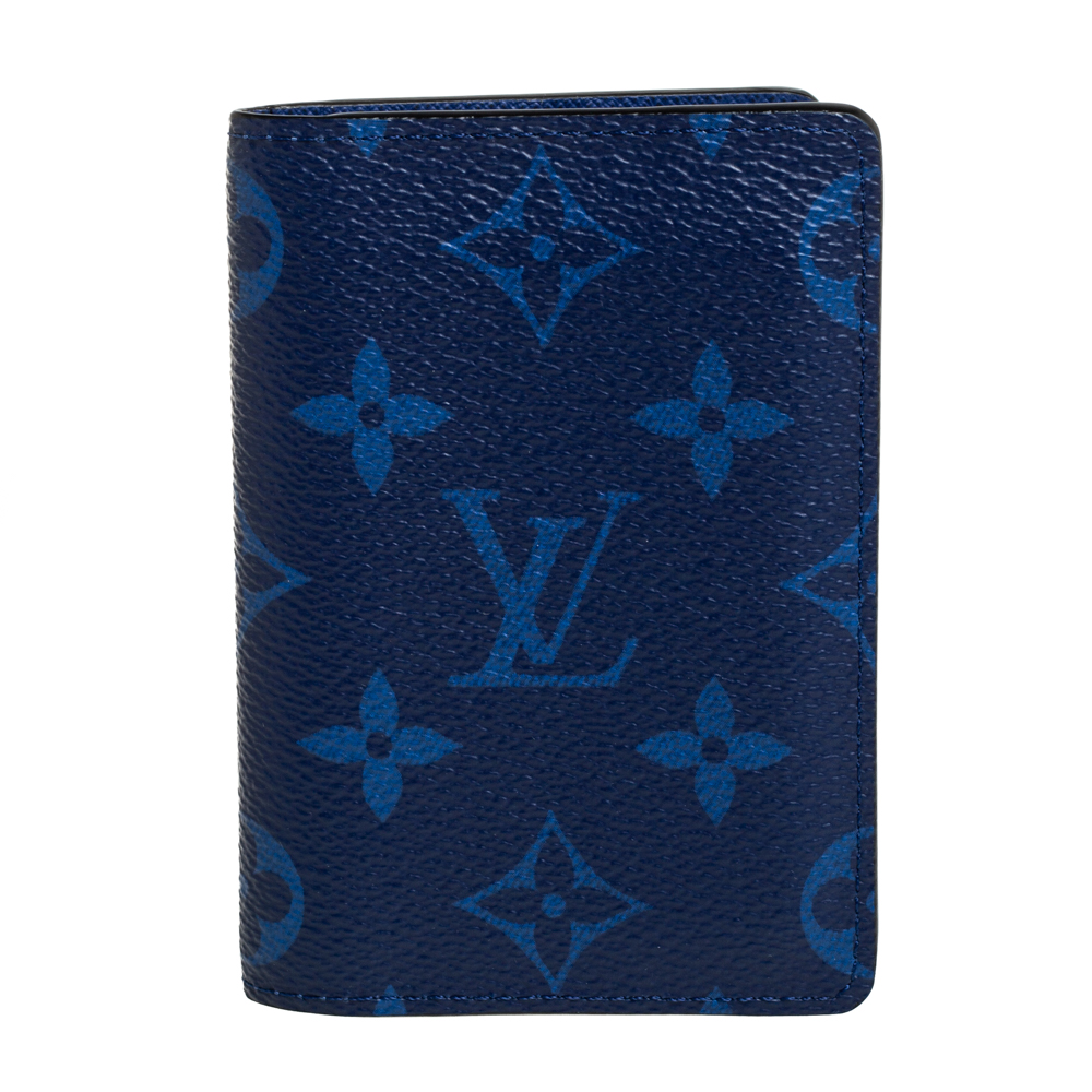 Pre-owned Louis Vuitton Cobalt Monogram Coated Canvas Ta&iuml;garama Pocket Organizer In Blue