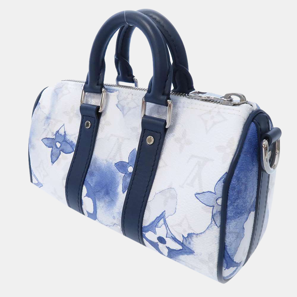 

Louis Vuitton Blue/White Leather Watercolor Monogram Keepall  Duffle Bag