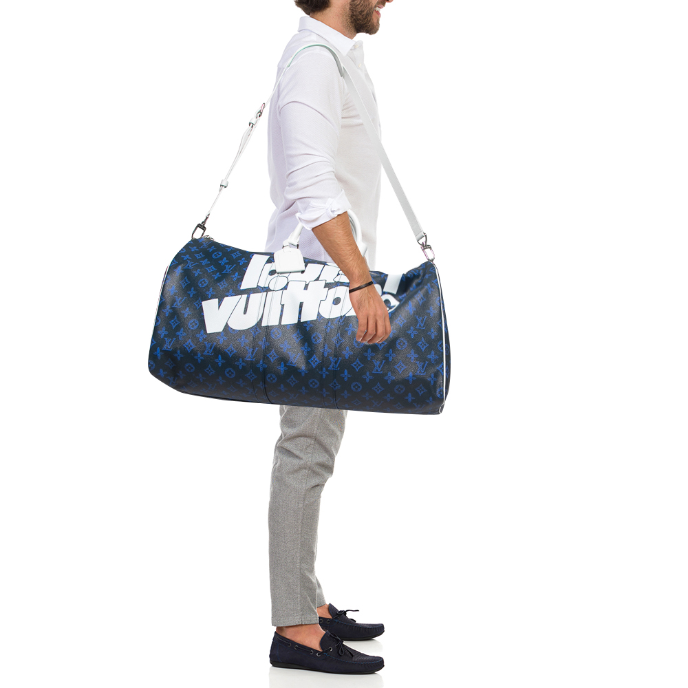 

Louis Vuitton Blue Vintage Monogram Canvas Everyday LV Keepall Bandouliere 55 Bag