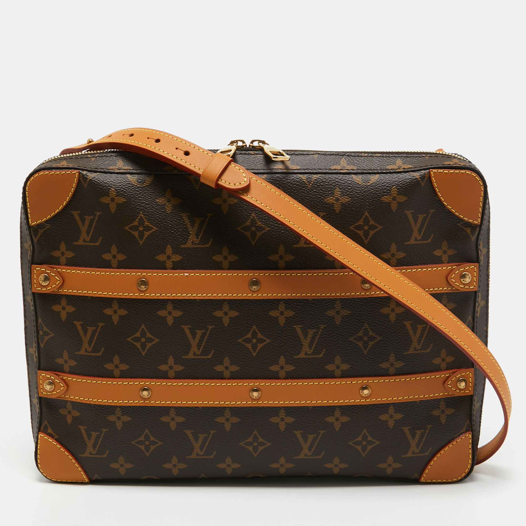 LV LV Men Soft Trunk Messenger MM in Iconic Monogram Canvas-Brown in 2023