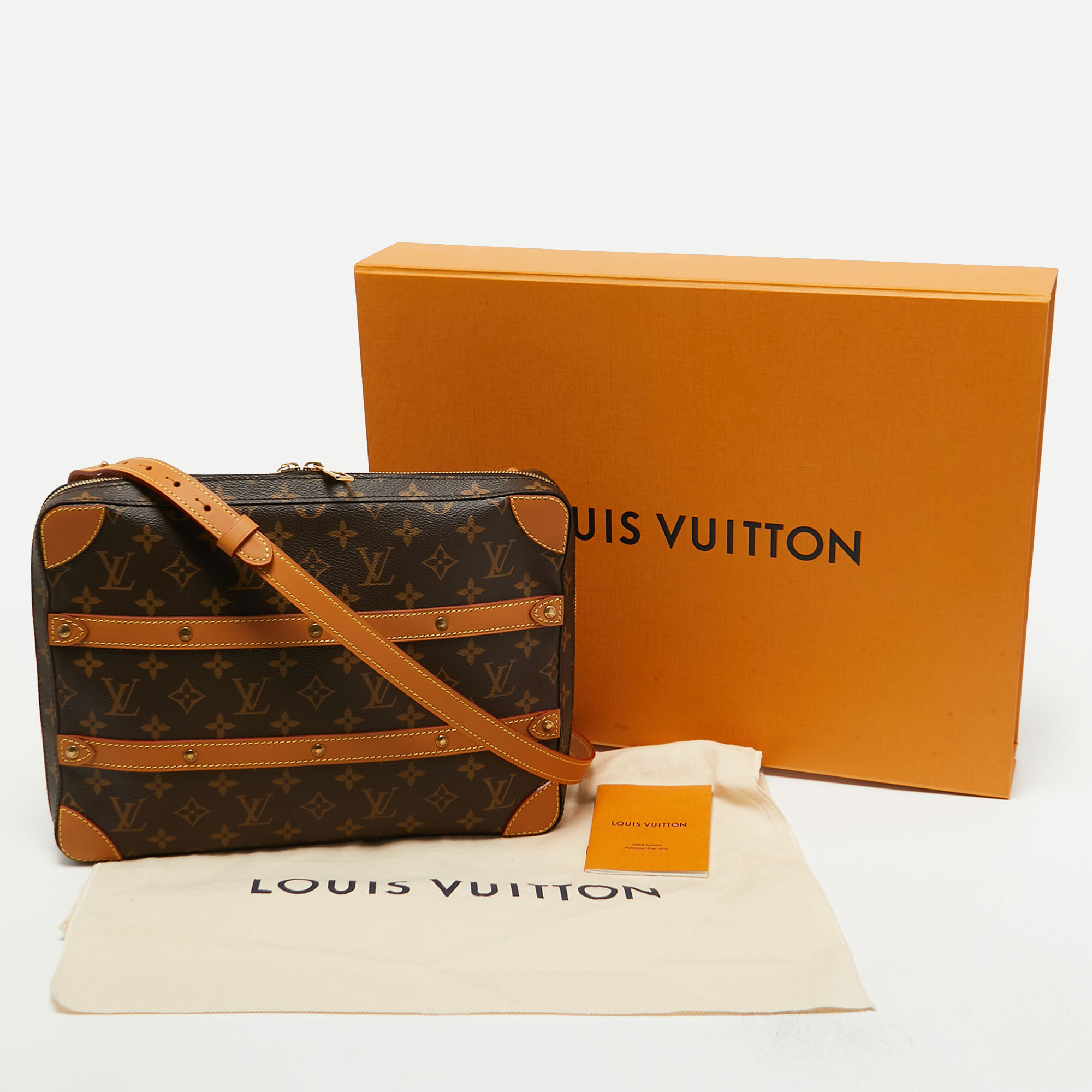 Louis Vuitton Brown Monogram Soft Trunk Messenger PM Gold Tone