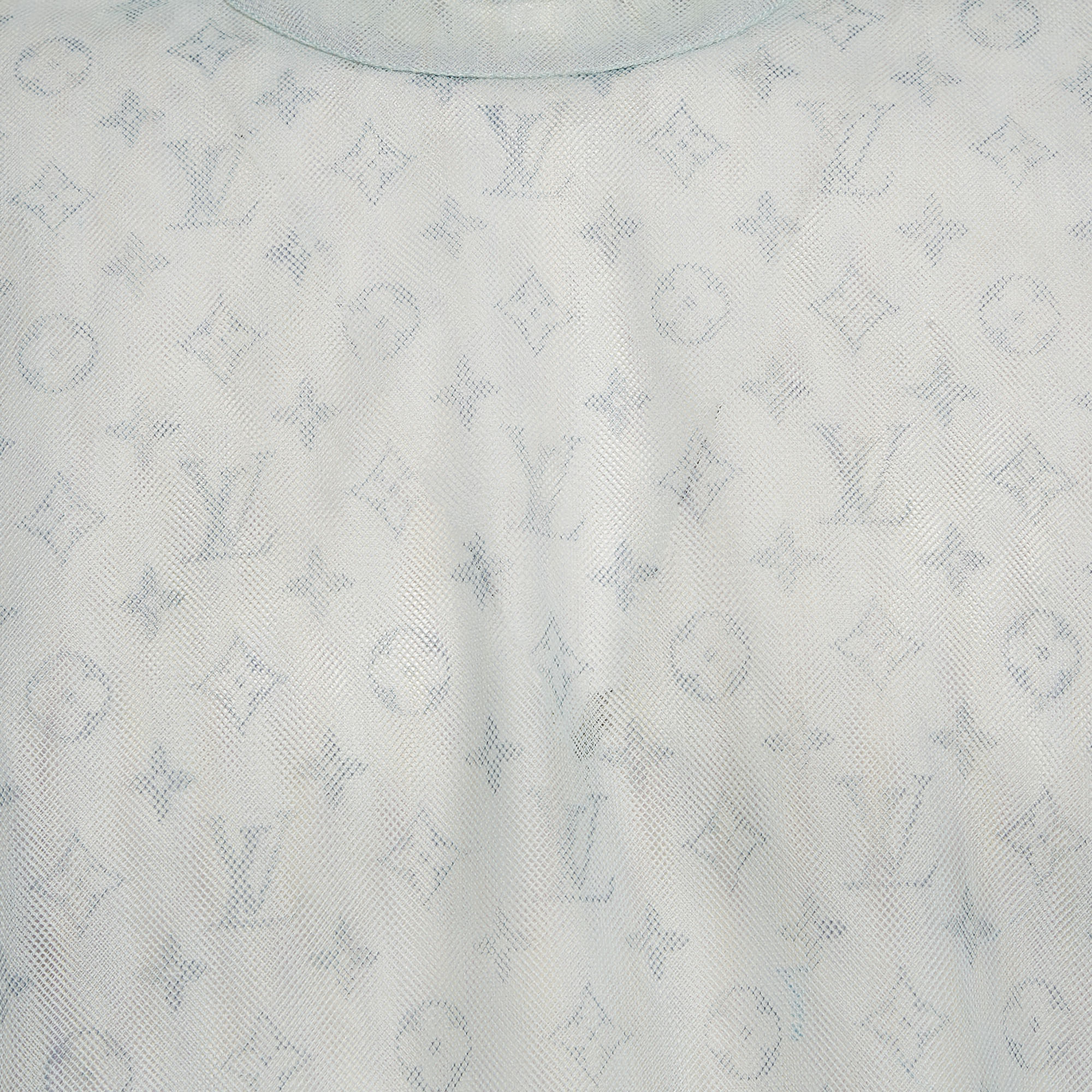 Louis Vuitton Green/Multicolor Monogram Print Tulle T-Shirt XS 