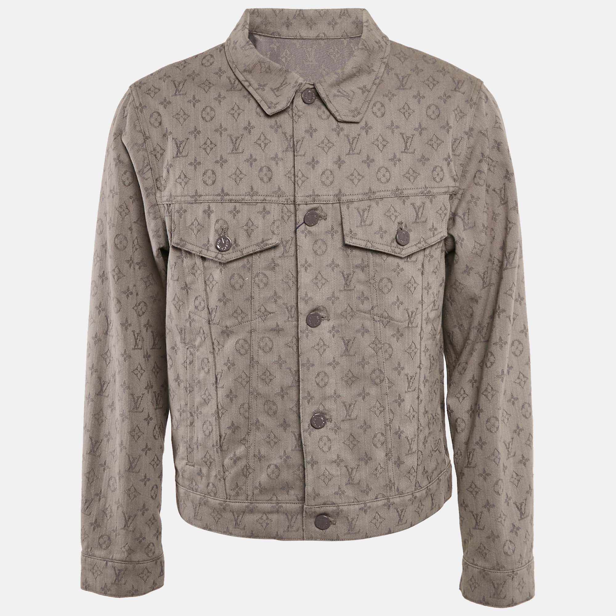 

Louis Vuitton Grey Monogram Jacquard Denim Single Breasted Jacket L