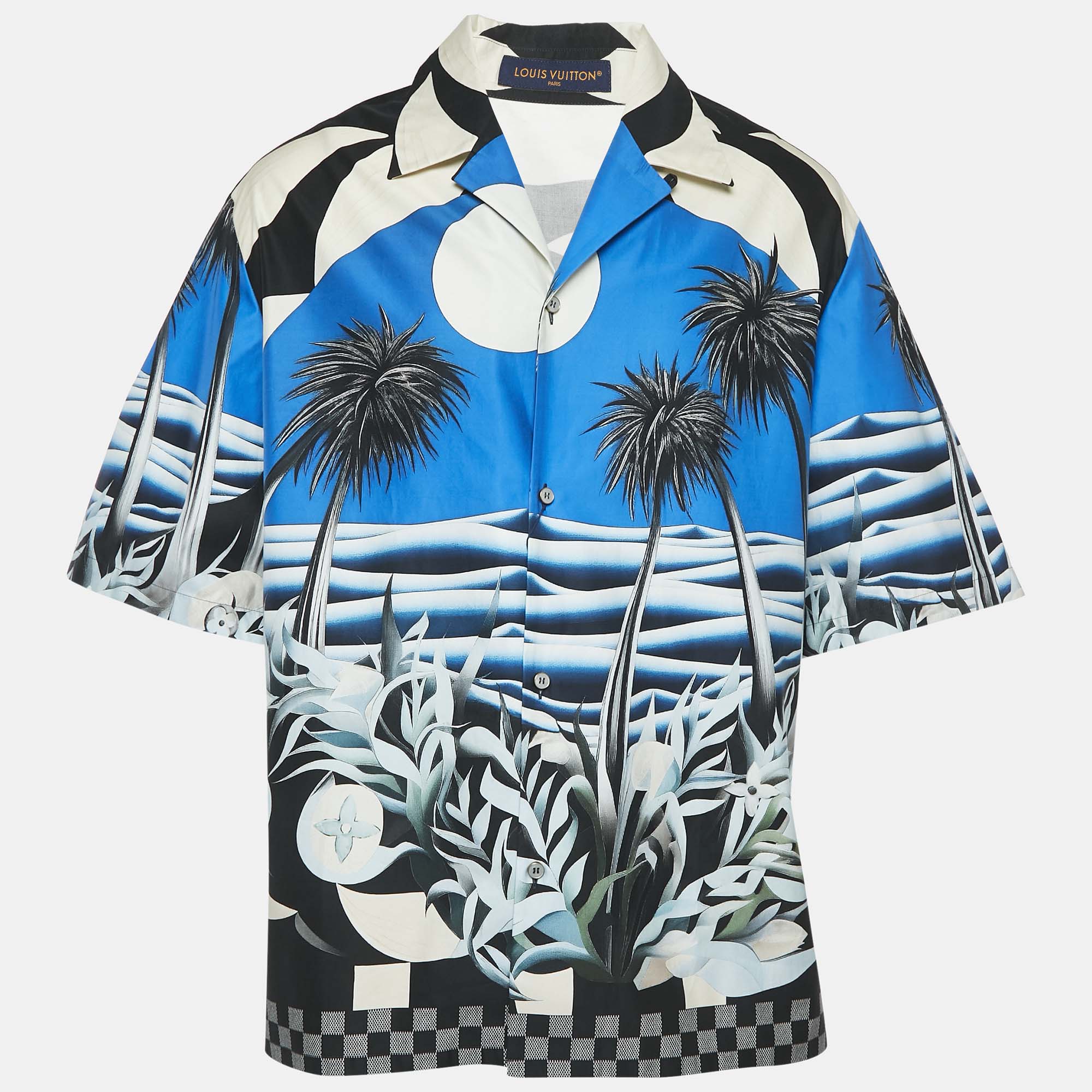

Louis Vuitton Blue Damier Pacific Cotton Short Sleeve Shirt 4L