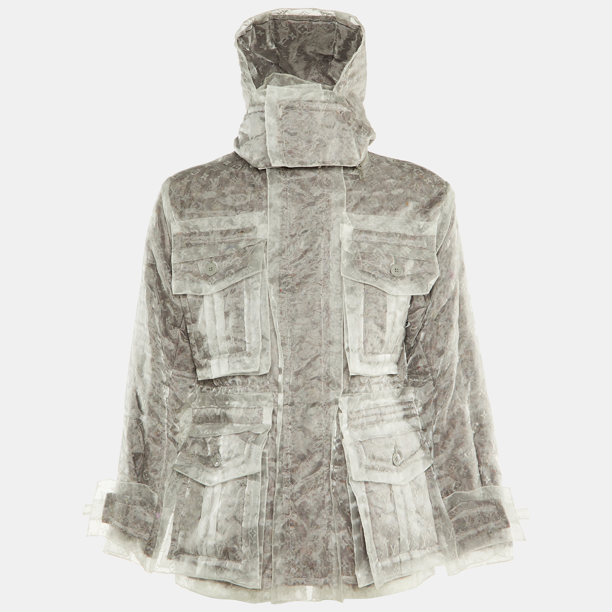 

Louis Vuitton Brown & Grey Organza Layered Jacket S