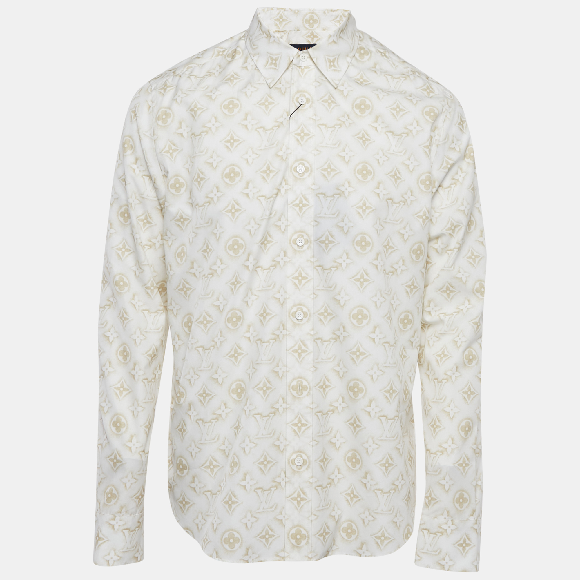 

Louis Vuitton White Logo Monogram Printed Cotton Button Front Shirt L