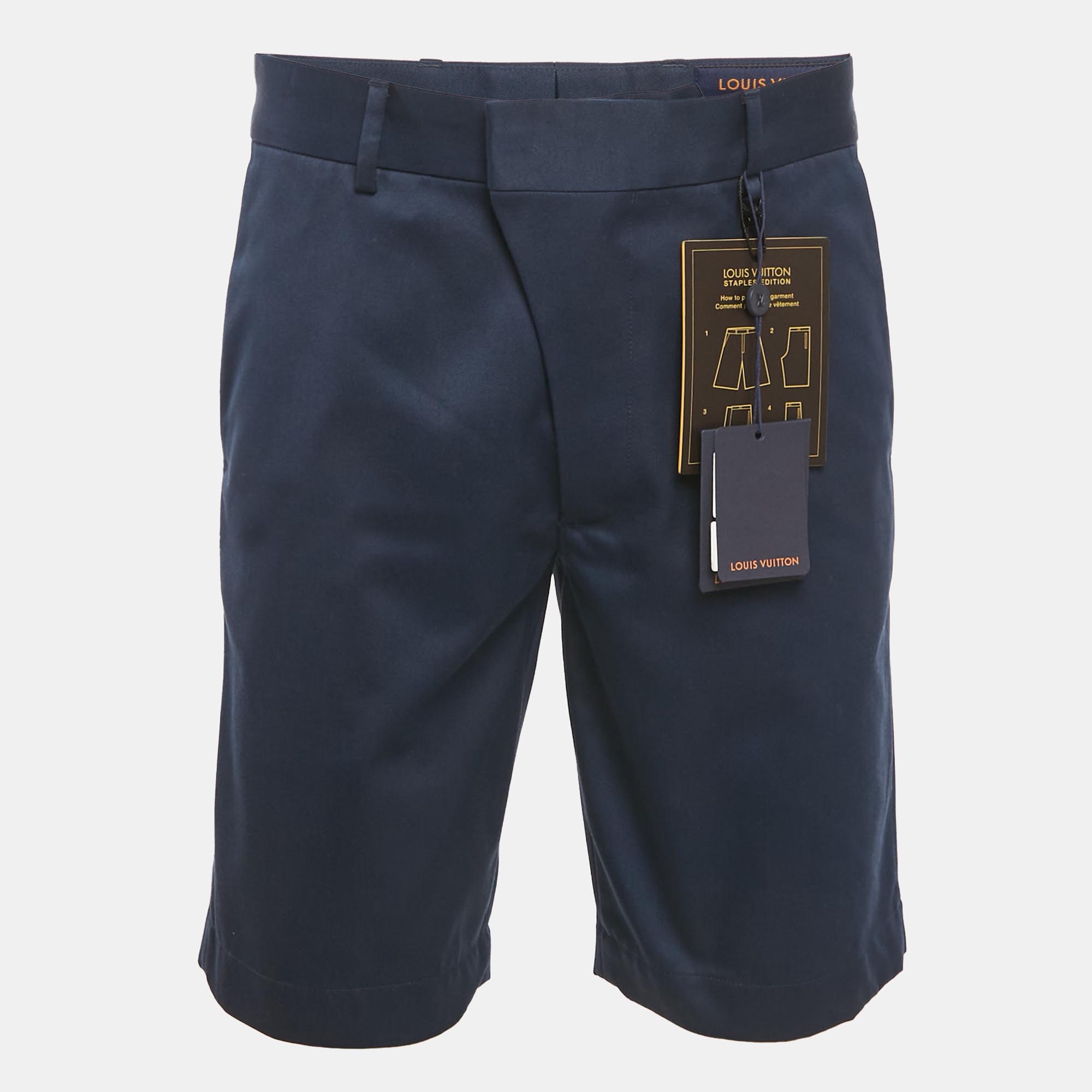 

Louis Vuitton Navy Blue Gabardine Staples Edition Shorts S/Waist 33"