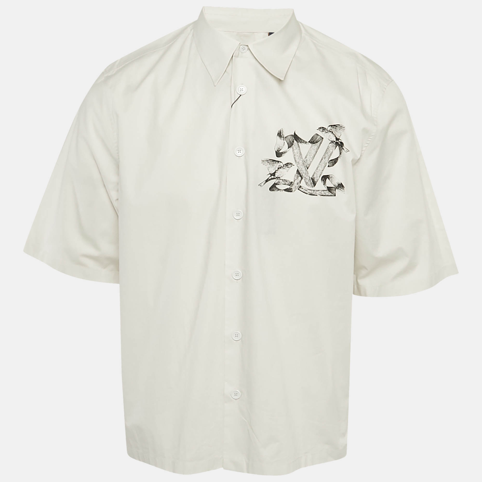 

Louis Vuitton Grey LV Ribbon Print Cotton Short Sleeve Shirt M