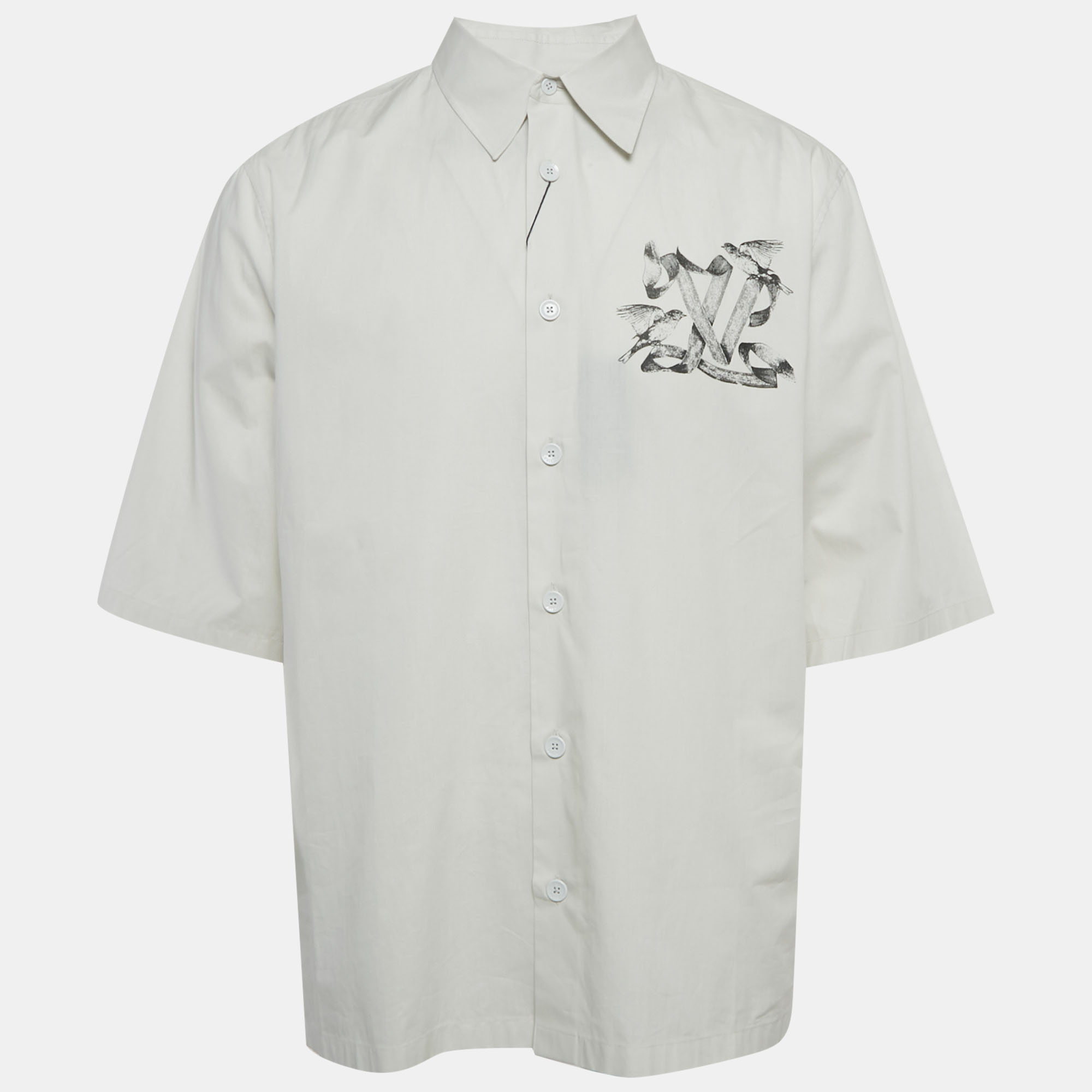 

Louis Vuitton Grey LV Ribbon Print Cotton Short Sleeve Shirt XL