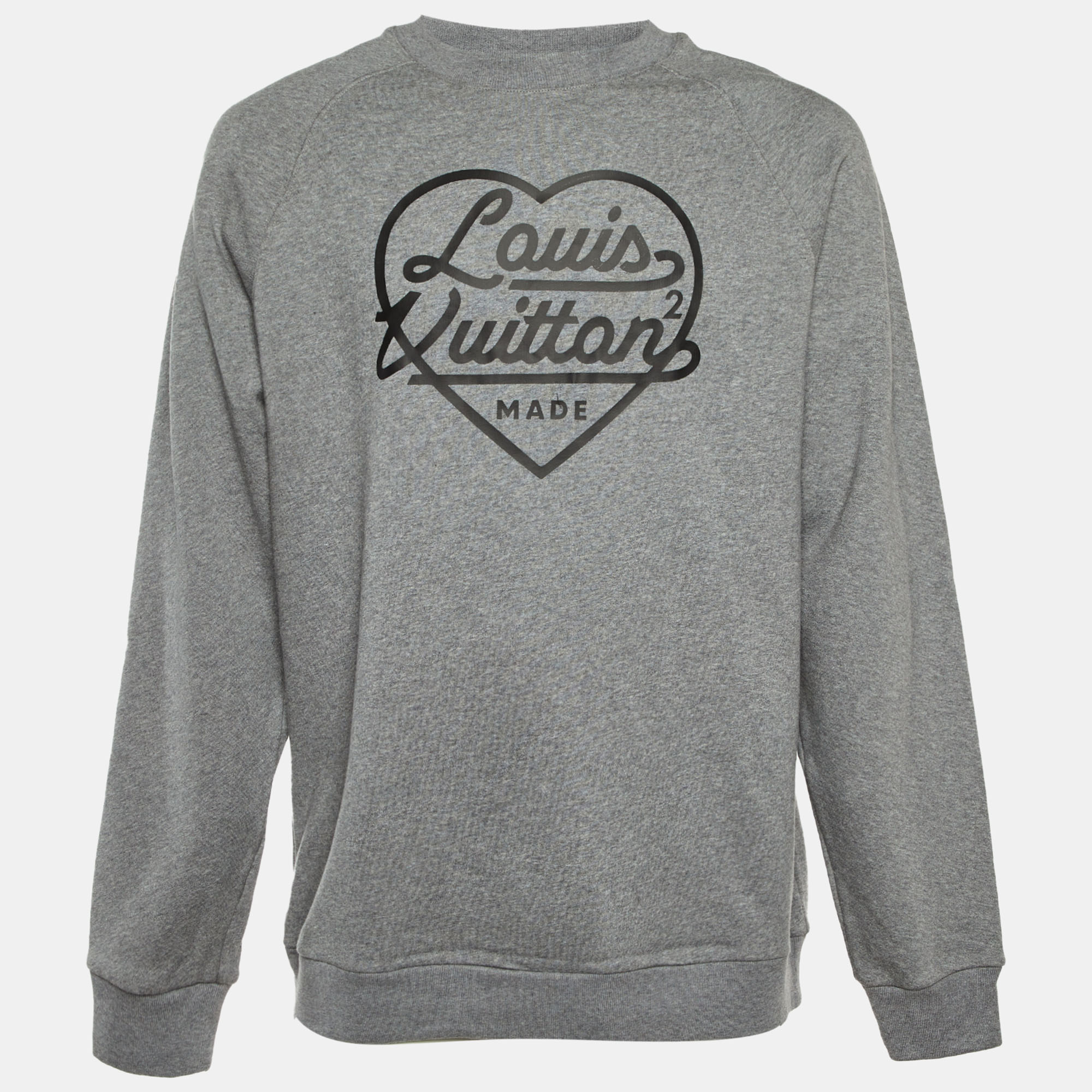 

Louis Vuitton x Nigo Grey Heart Print Cotton Crew Neck Sweatshirt XL
