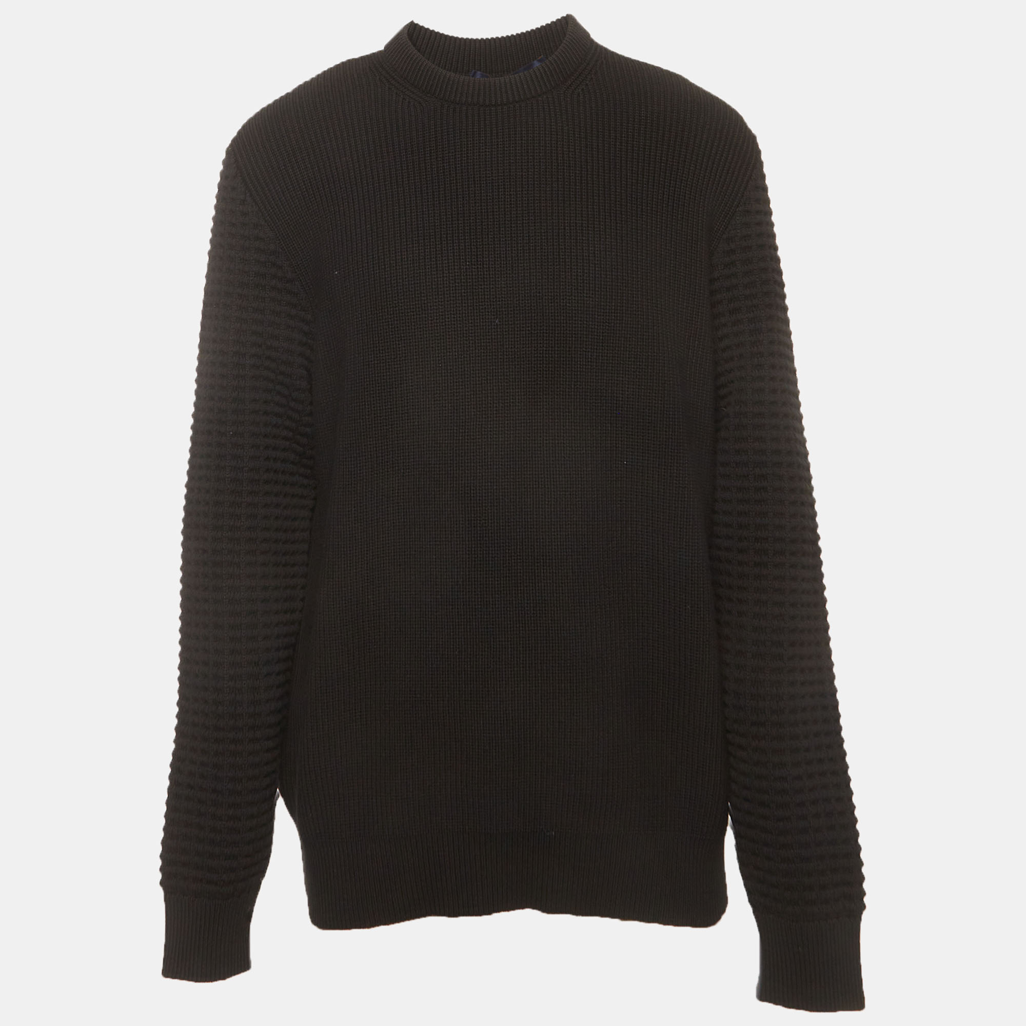 

Louis Vuitton Black Rue Du Pont Embroidered Waffle Knit Sweater XL