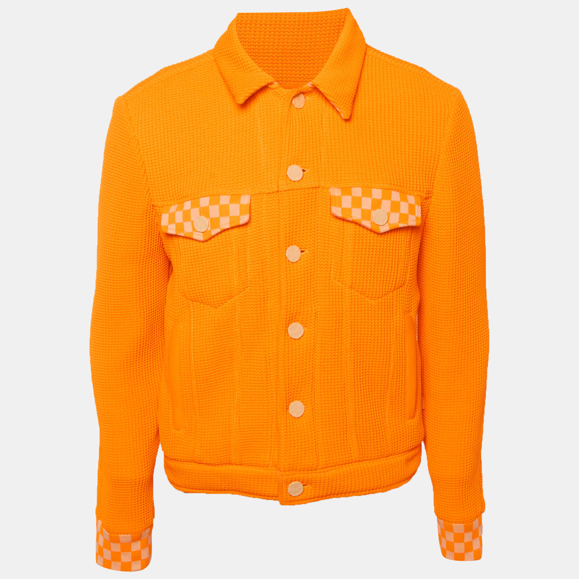 

Louis Vuitton Neon Orange Rib Knit Trucker Jacket M