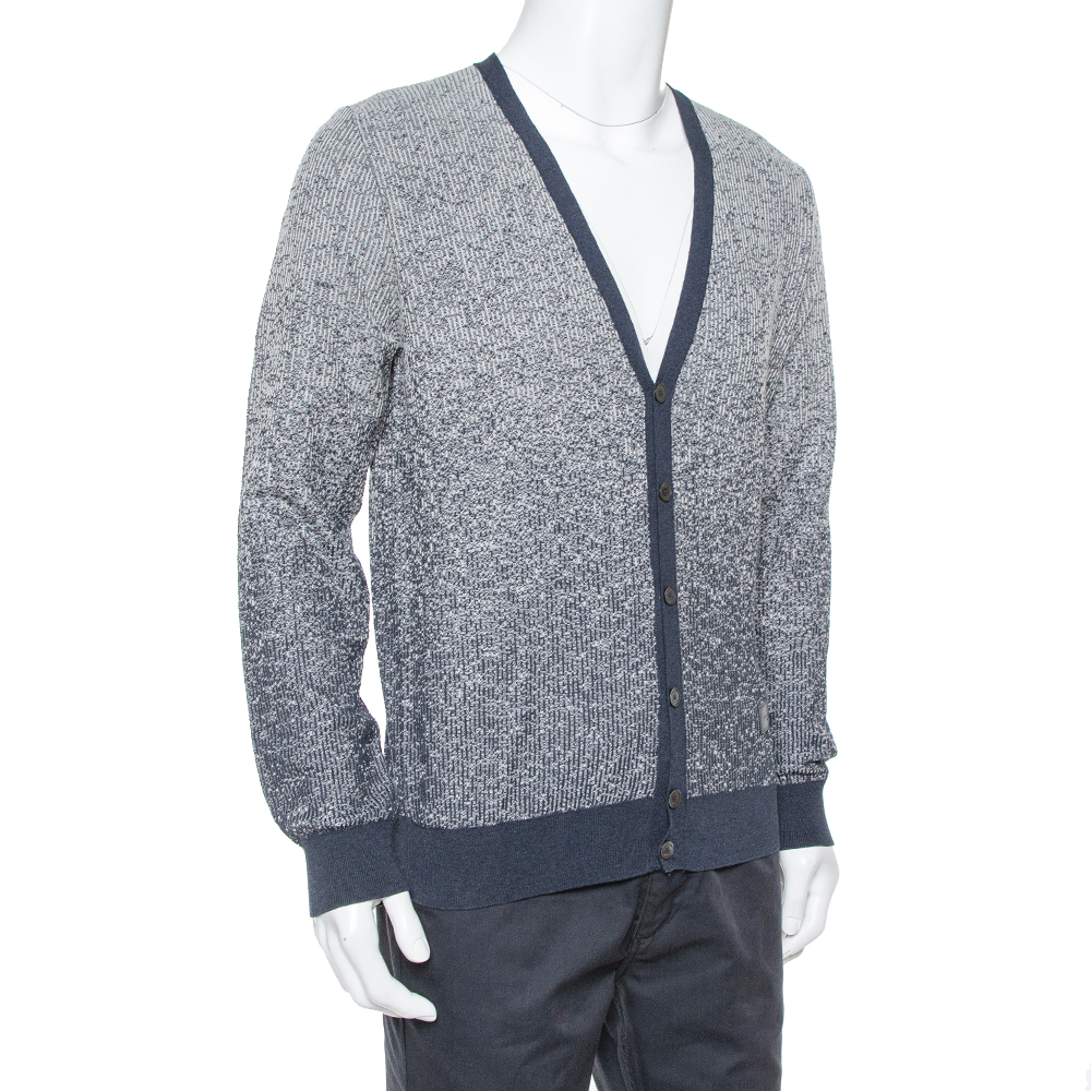 

Louis Vuitton Navy Blue & White Knit Striped Pattern Cardigan
