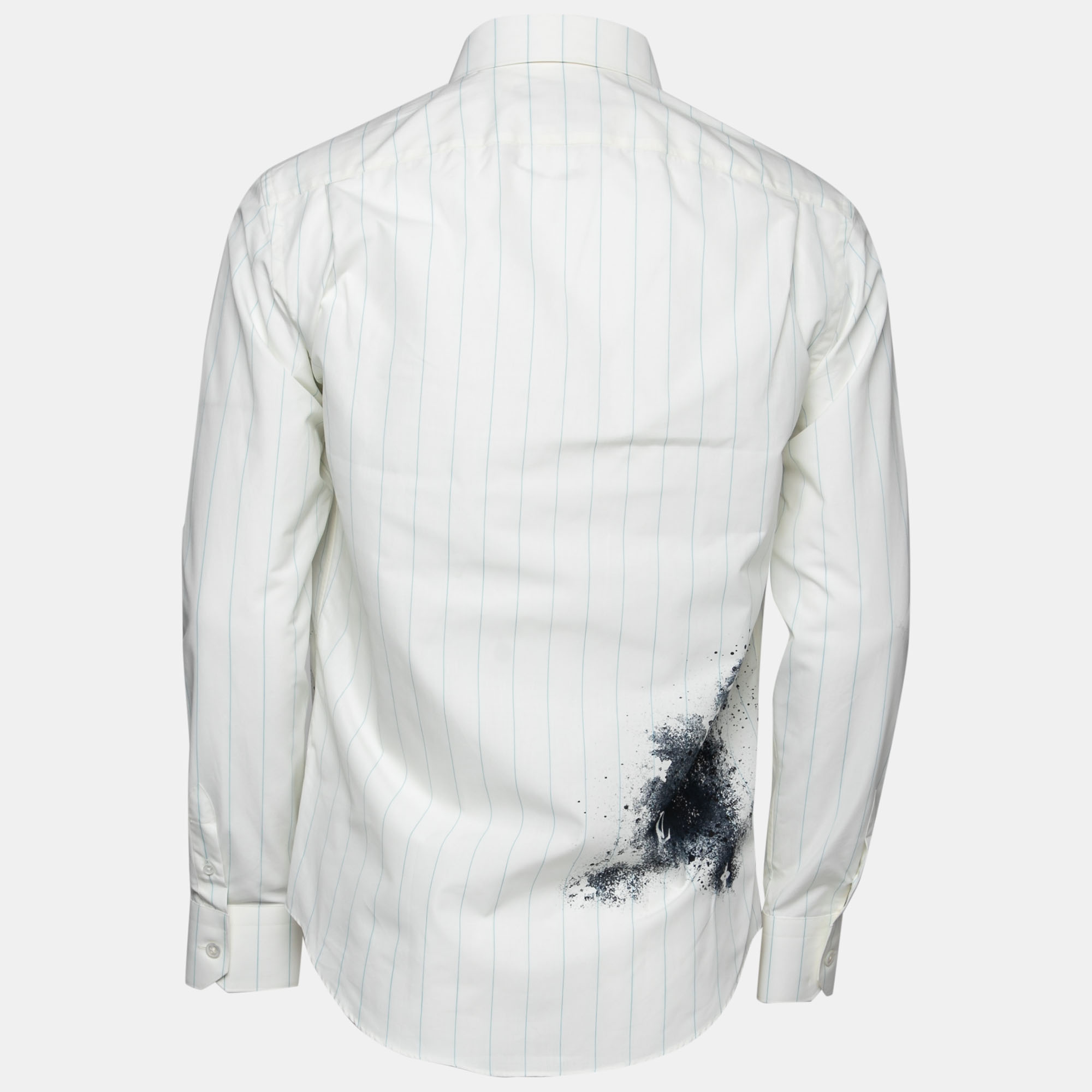 

Louis Vuitton Off-White Striped Monogram Spray Print Cotton Regular Fit Shirt