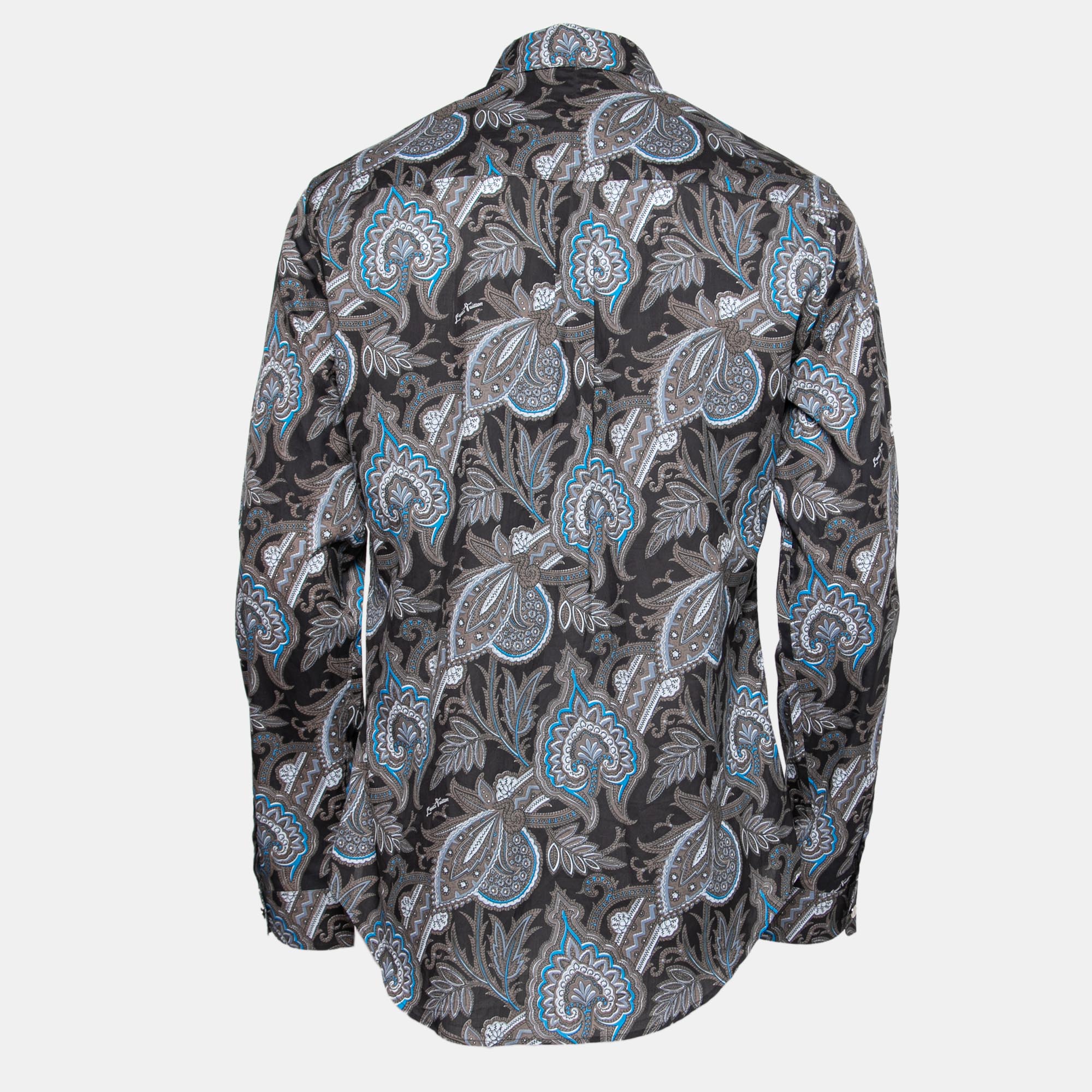 

Louis Vuitton Blue Paisley Print Cotton Full Sleeves Button Front Shirt