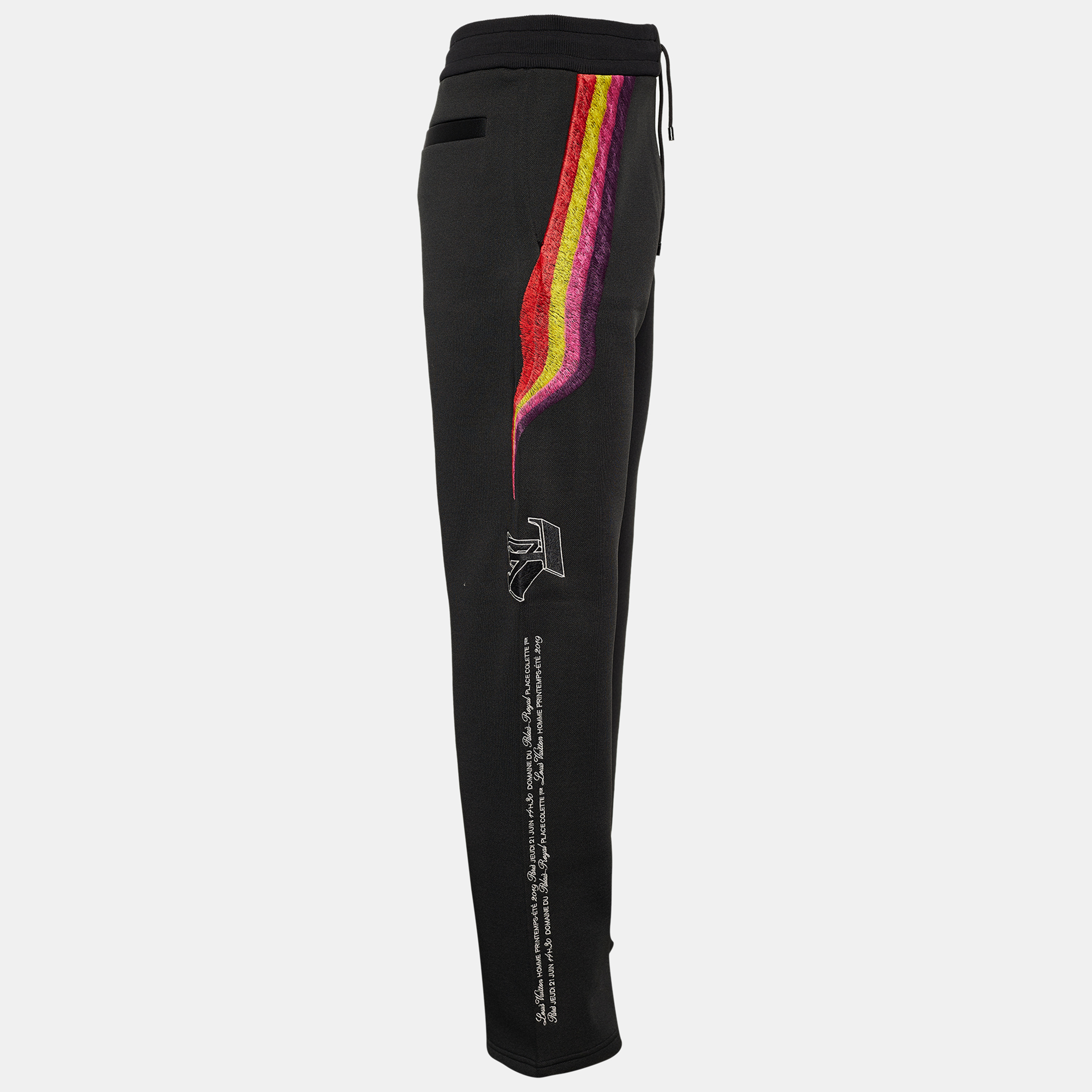 

Louis Vuitton Black Neoprene Rainbow Embroidered Track Pants