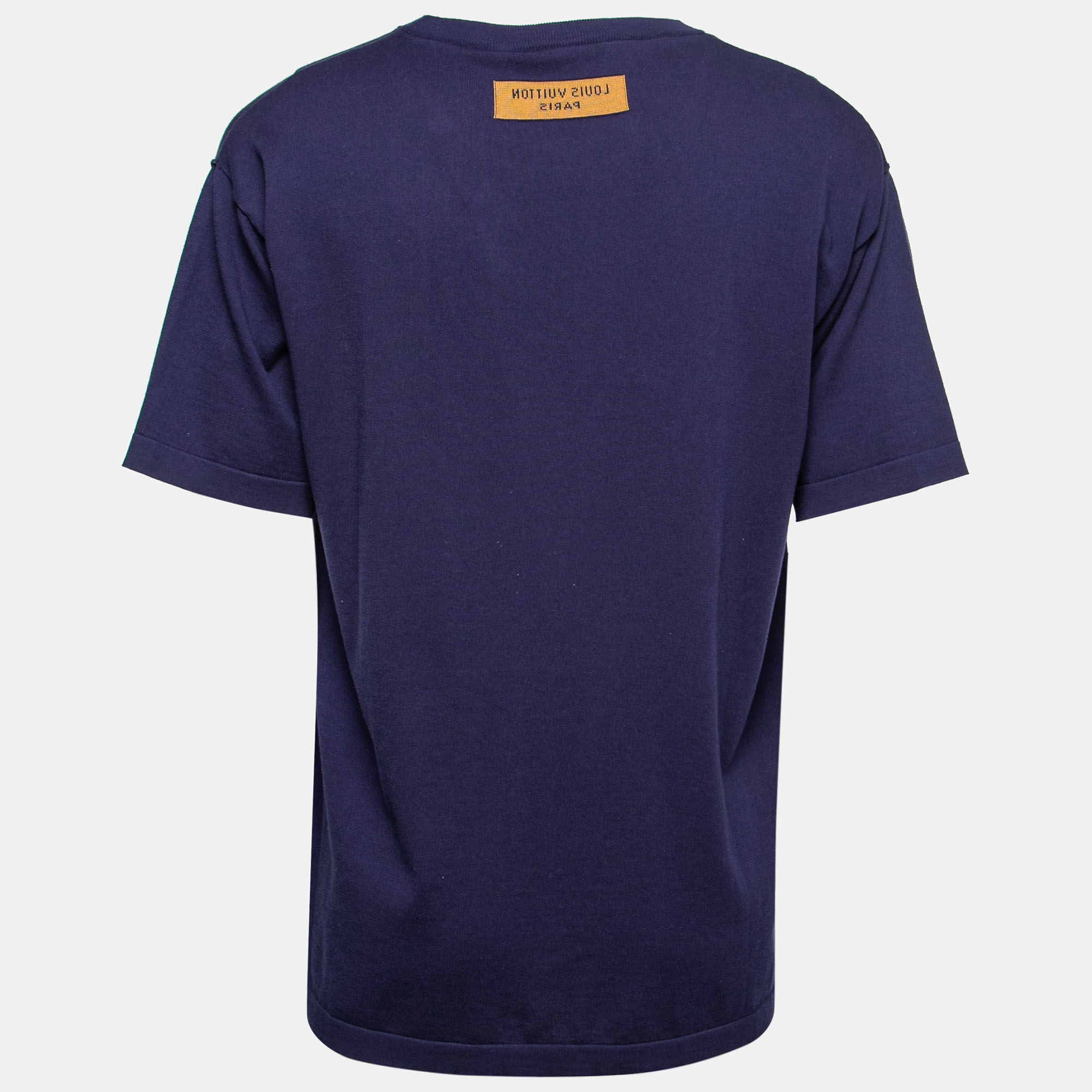 

Louis Vuitton Blue Graphic Logo Print Cotton T-Shirt