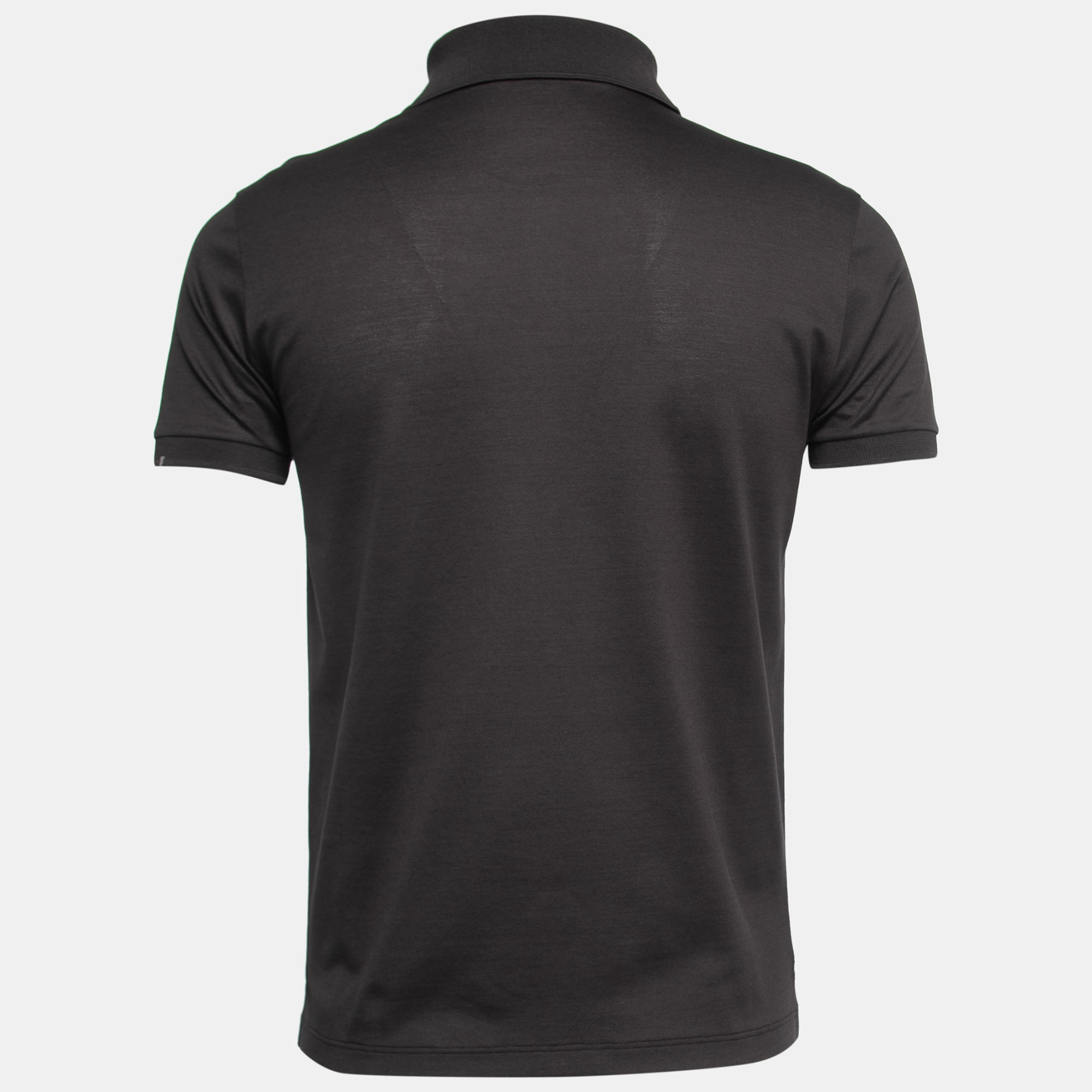 

Louis Vuitton Dark Grey Cotton Logo Embroidered Polo T-Shirt