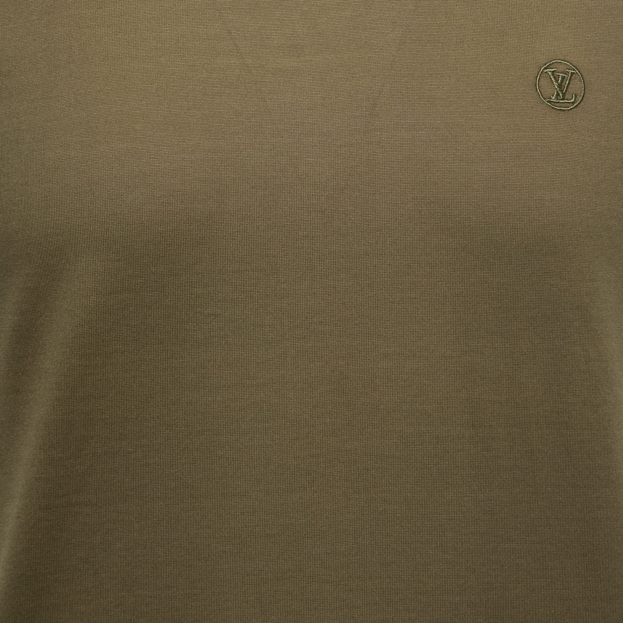 Louis Vuitton Olive Green Logo-Embroidered Cotton T-Shirt S Louis Vuitton