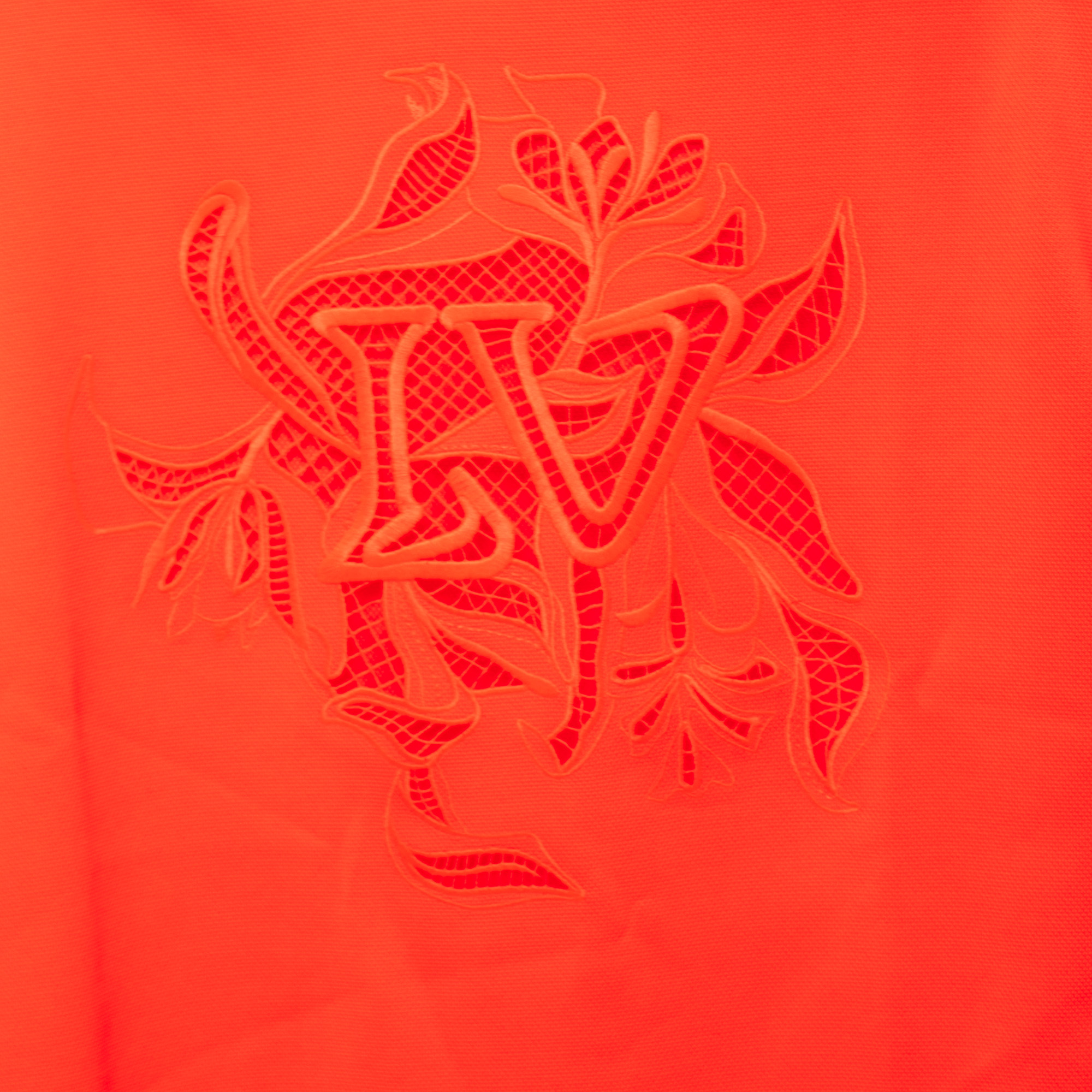 LOUIS VUITTON Vegetur Lace Embroidery Short Sleeve LV T-shirt Orange 20SS  XXL #