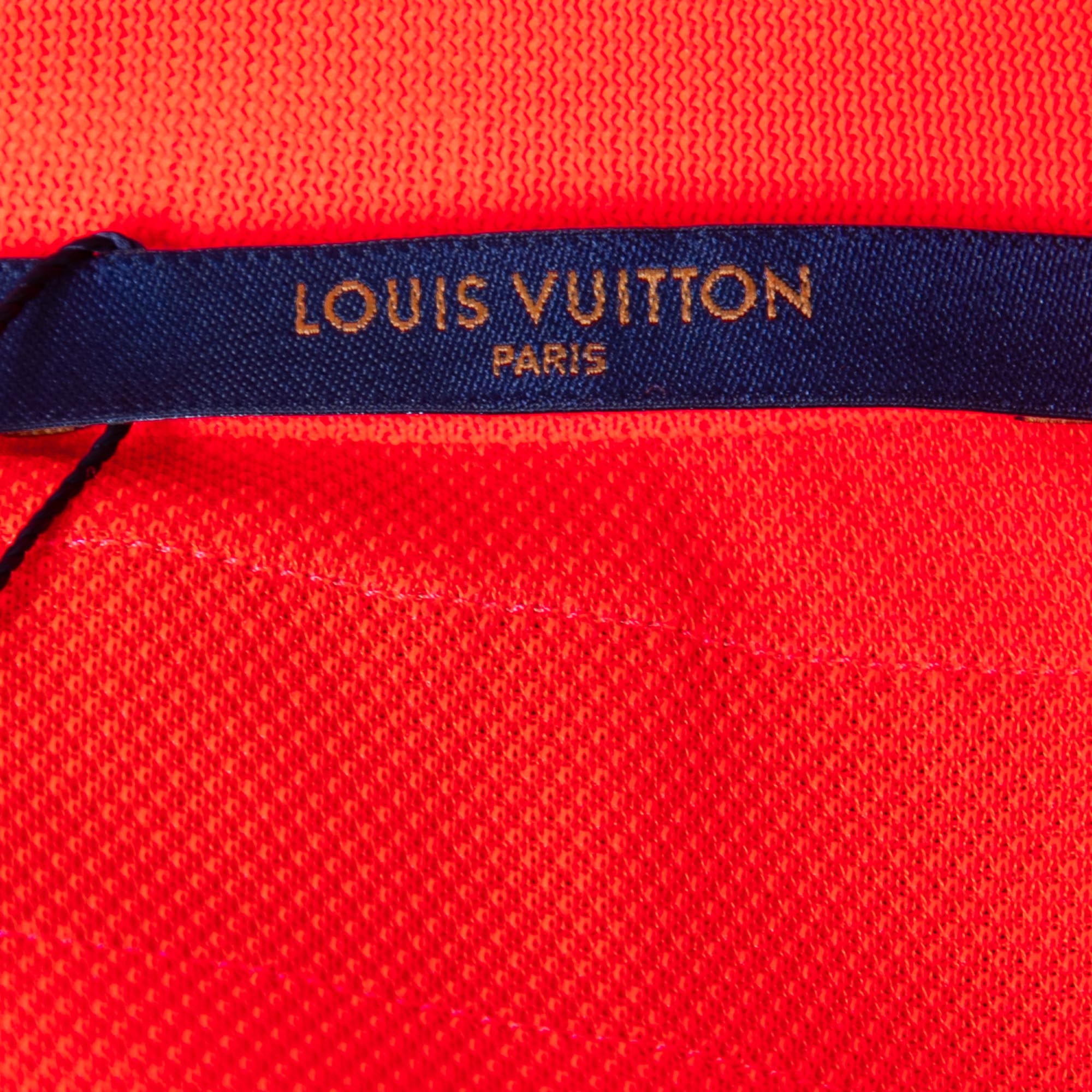 Louis Vuitton Neon Orange Logo Embroidered Cotton T-Shirt XS Louis