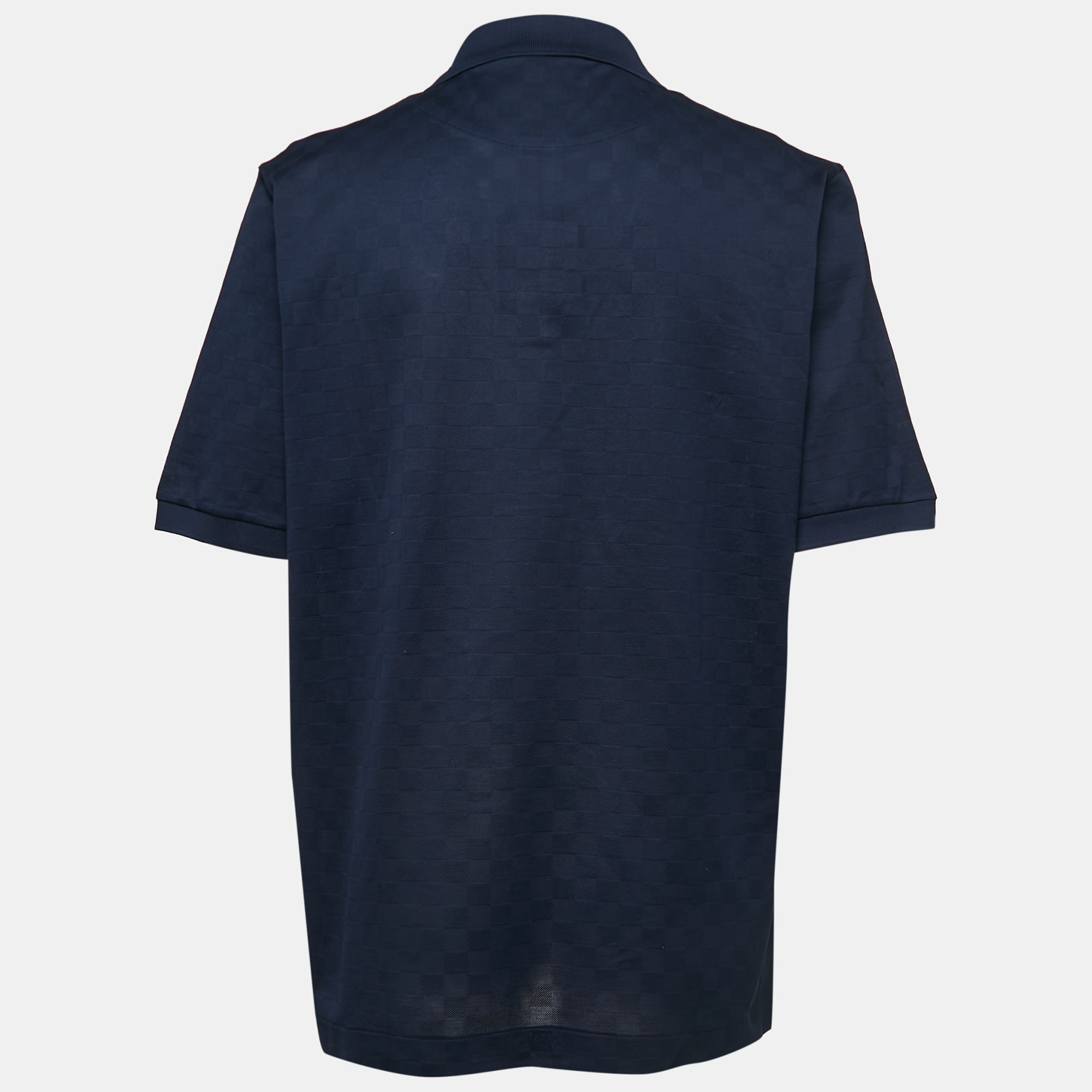 

Louis Vuitton Navy Blue Damier Cotton Pique Polo T-Shirt 4L