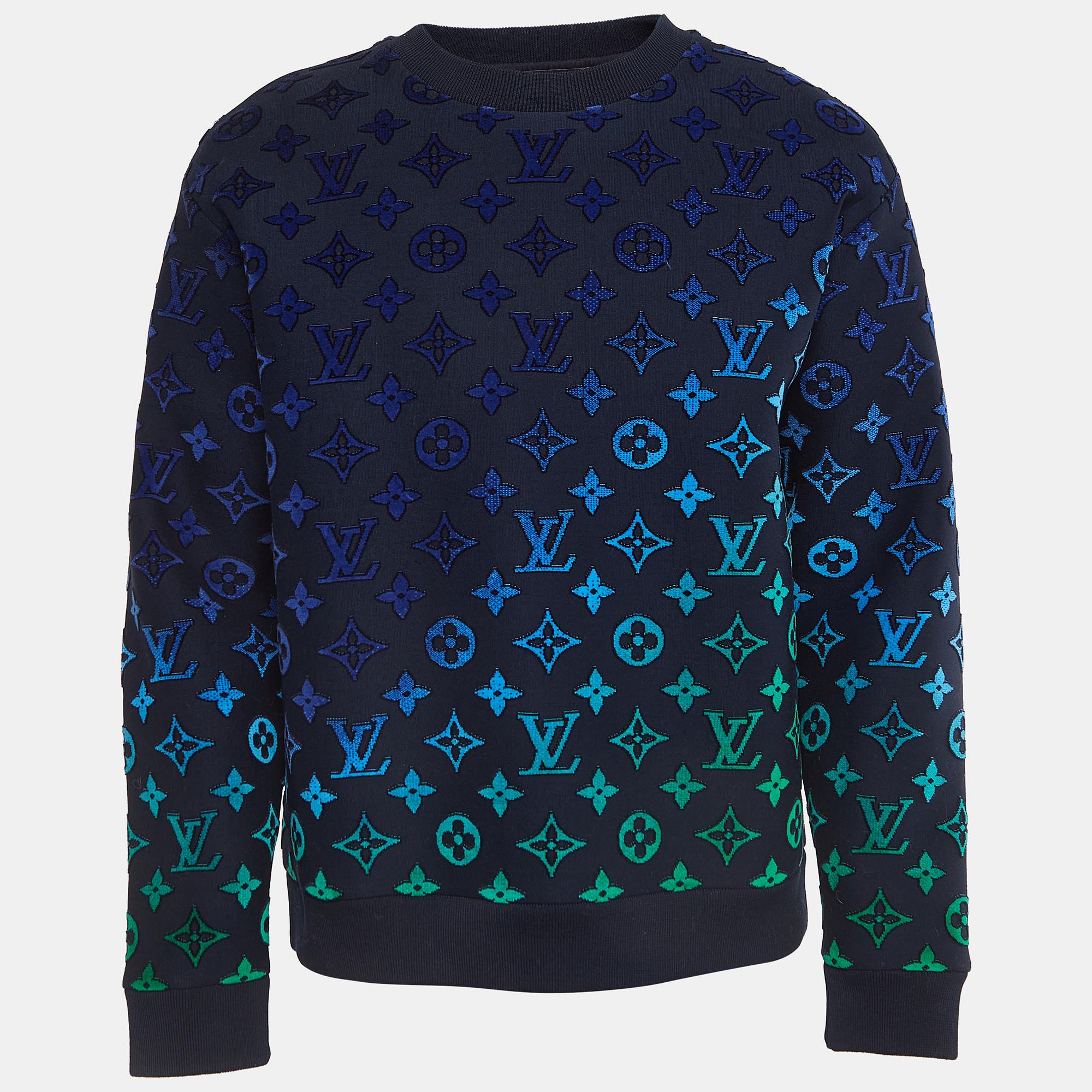

Louis Vuitton Navy Blue Knit Gradient Monogram Fil Coup Sweatshirt