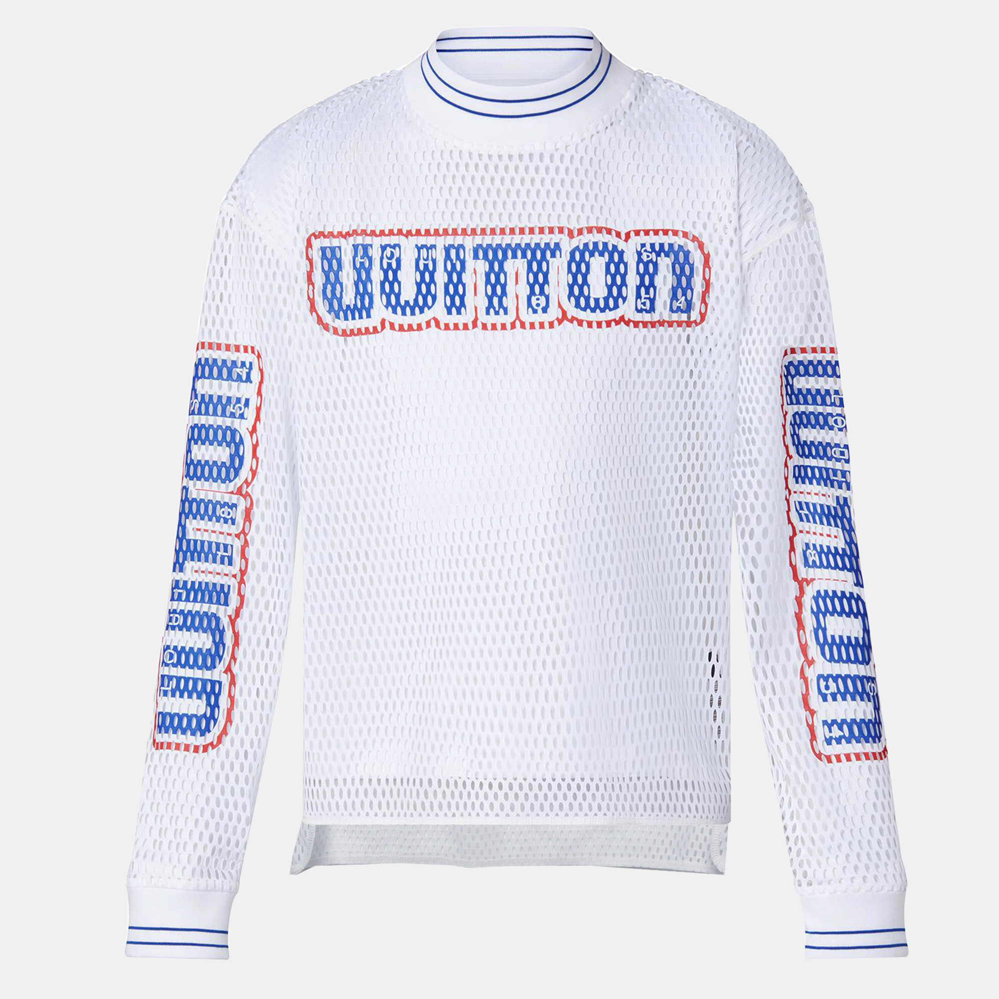 Pre-owned Louis Vuitton White Lv Graphic Mesh Long Sleeve T-shirt M