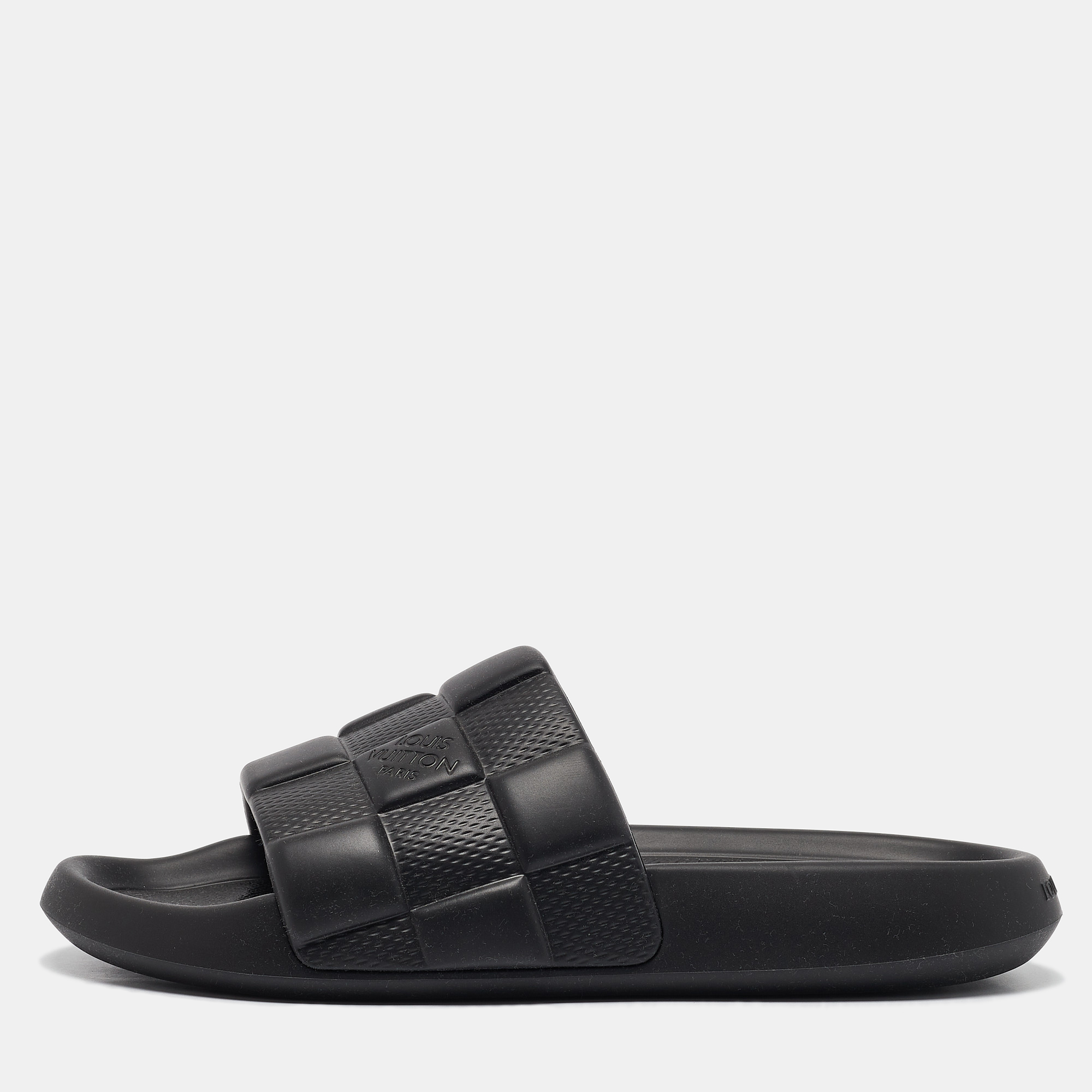 

Louis Vuitton Black Rubber Waterfront Slide Sandals Size 43