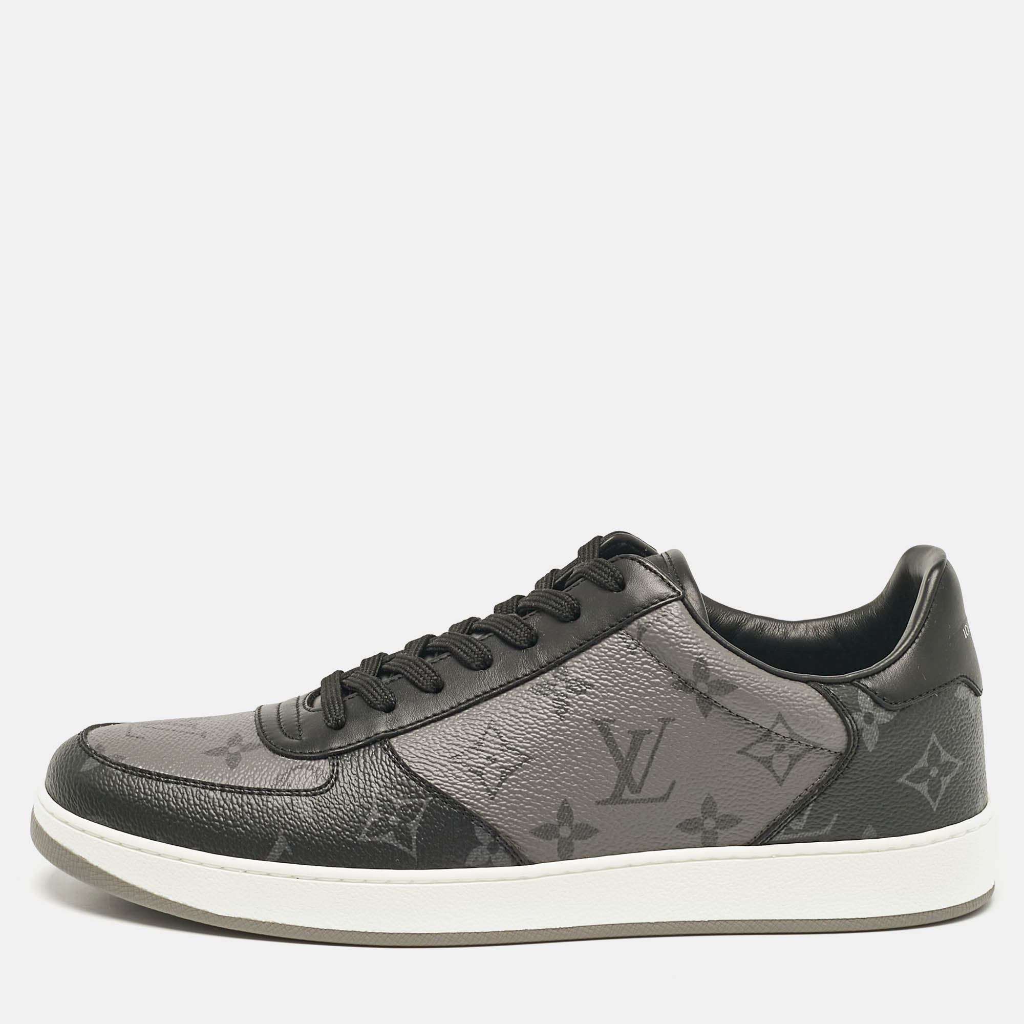 

Louis Vuitton Monogram Eclipse and Monogram Reverse Canvas Rivoli Sneakers Size 41, Black