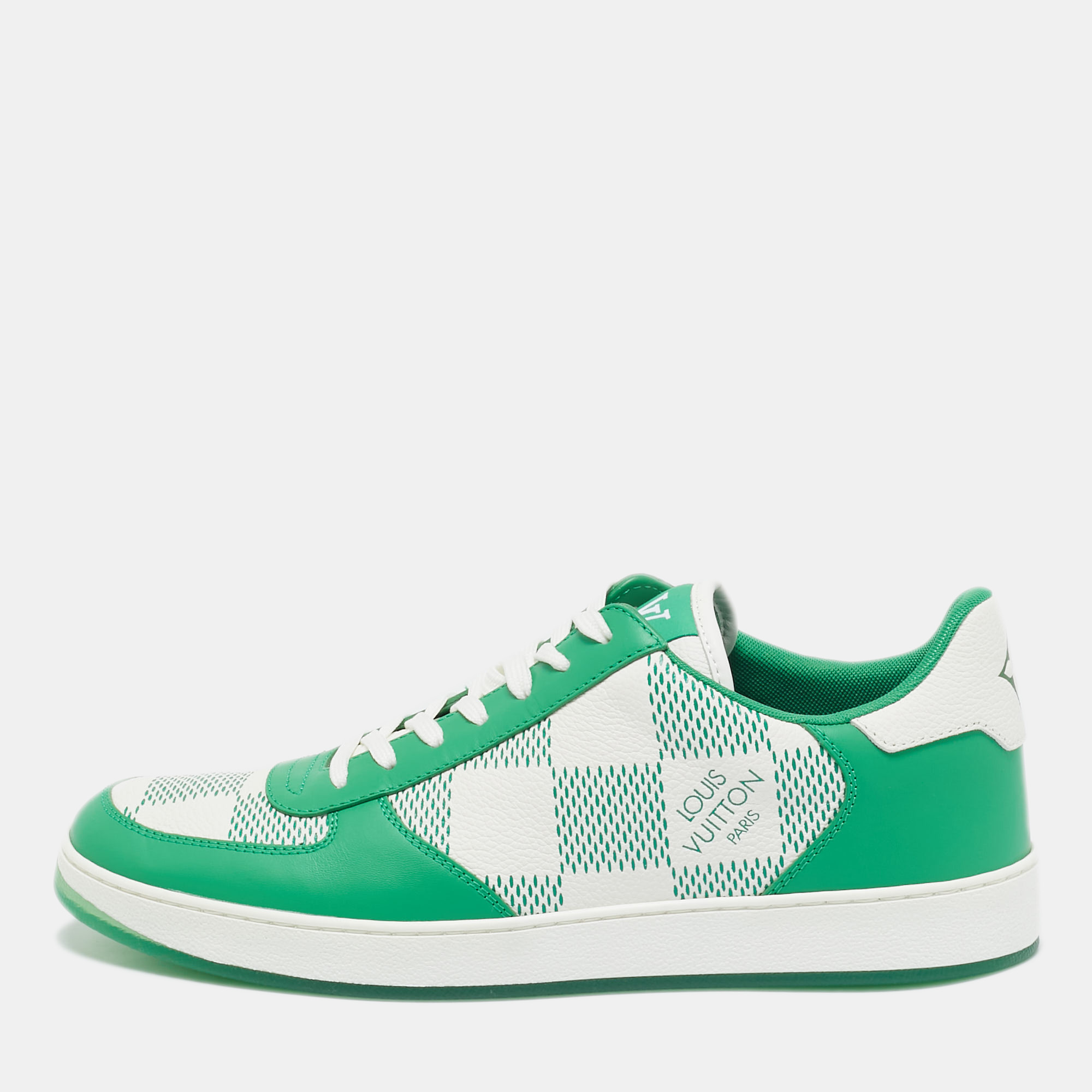 

Louis Vuitton Green/White Canvas and Leather Rivoli Low Top Sneakers Size 41