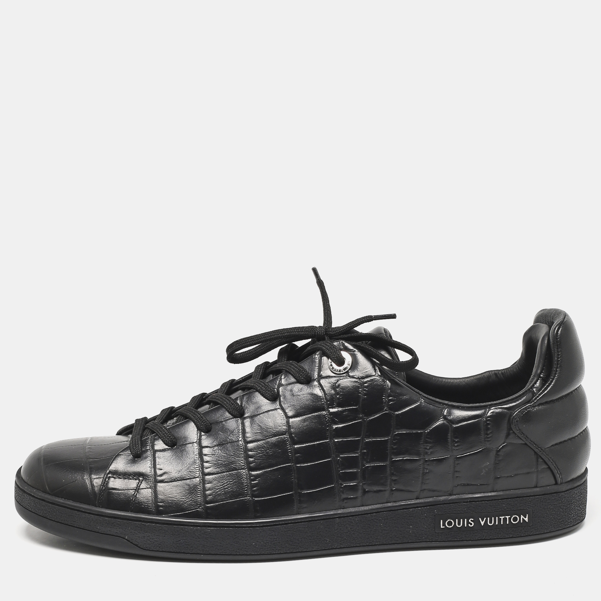 

Louis Vuitton Black Crocodile Leather Frontrow Lace Up Sneakers Size 44