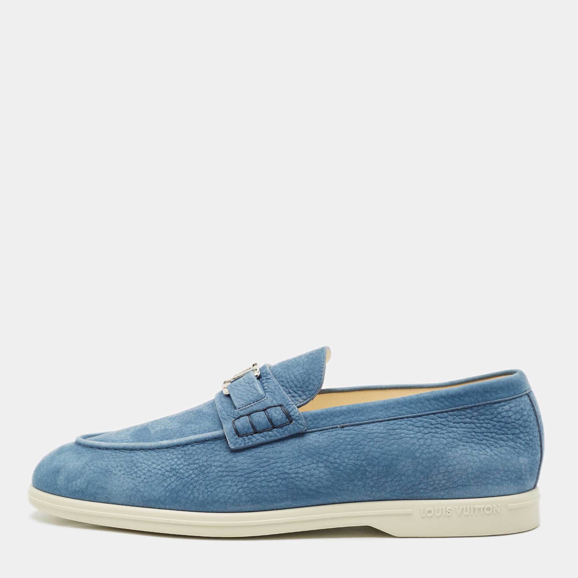 

Louis Vuitton Blue Nubuck Leather Estate Loafers Size 43