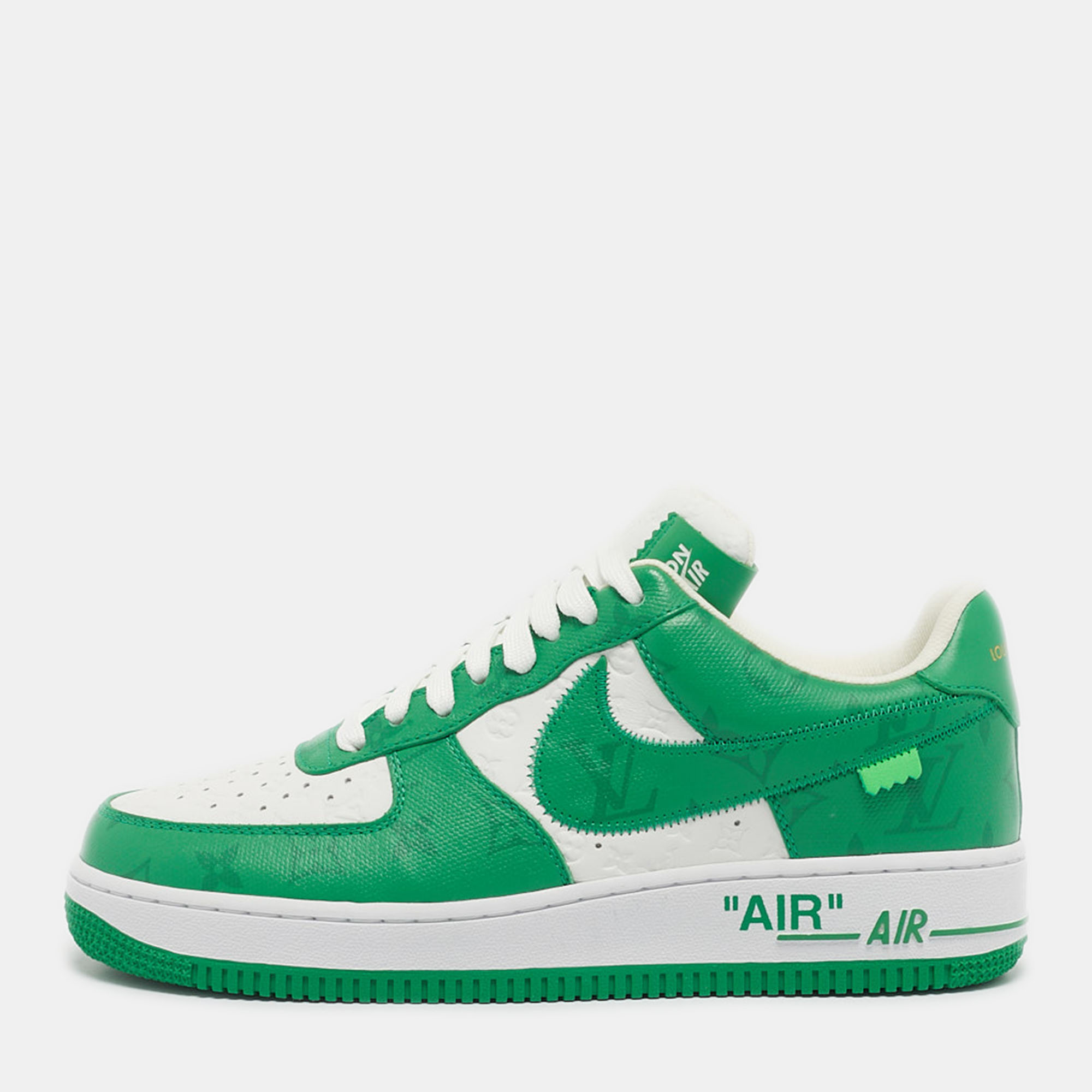 

Louis Vuitton x Nike Green/White Monogram Canvas and Leather Air Force 1 Sneakers Size 41