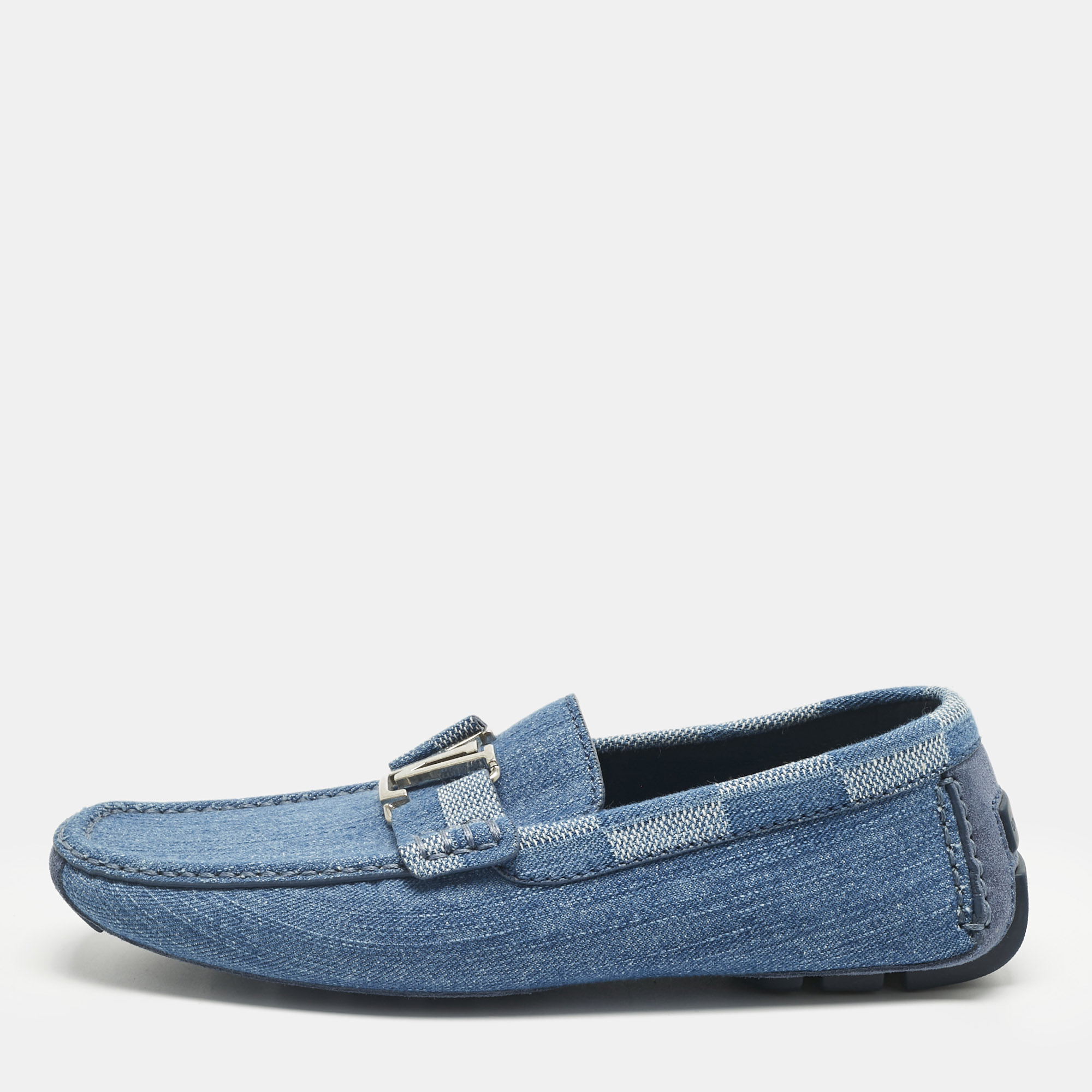 Pre-owned Louis Vuitton Blue Denim Monte Carlo Loafers Size 41