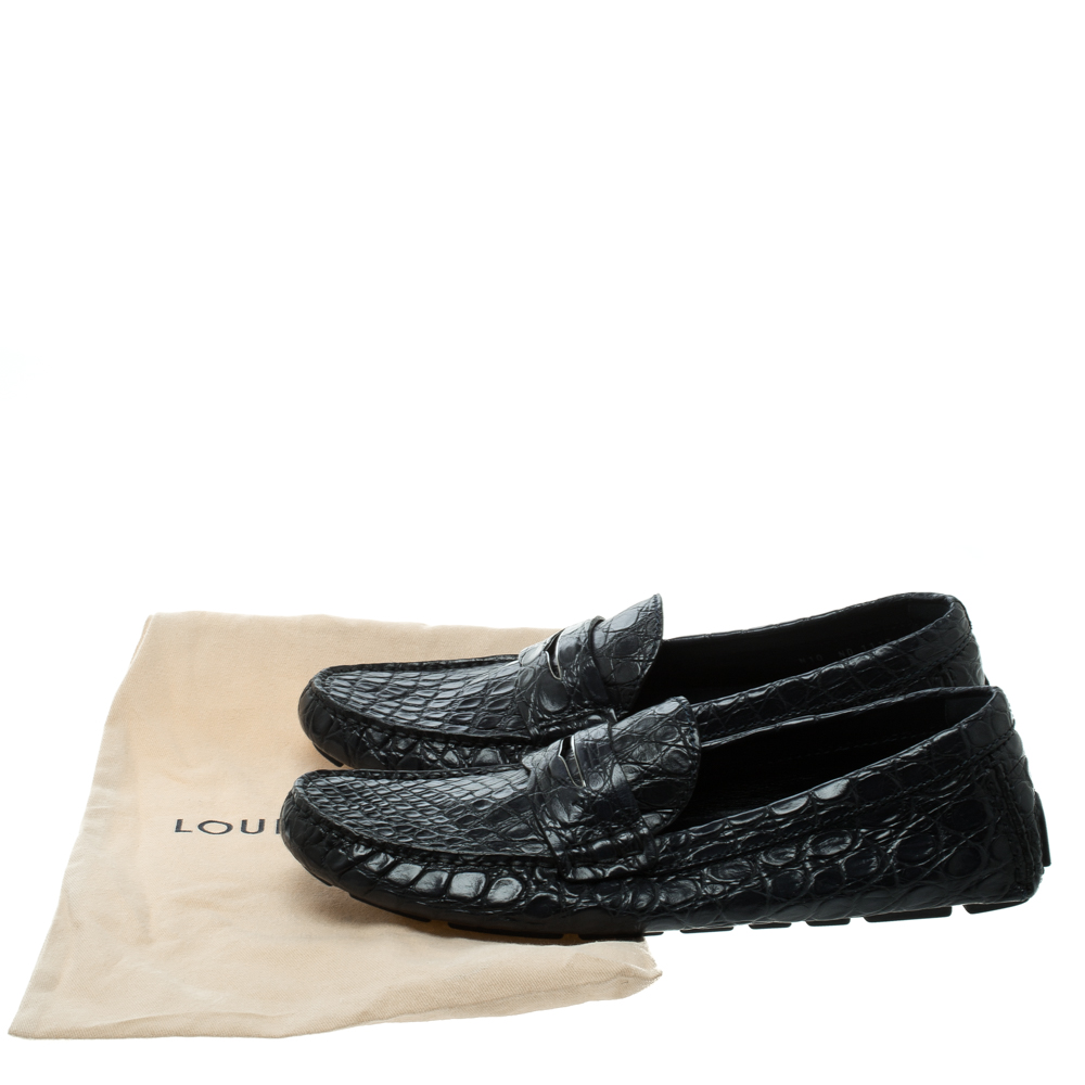 Louis Vuitton Marine Alligator Leather Penny Loafers Size 44 Louis Vuitton