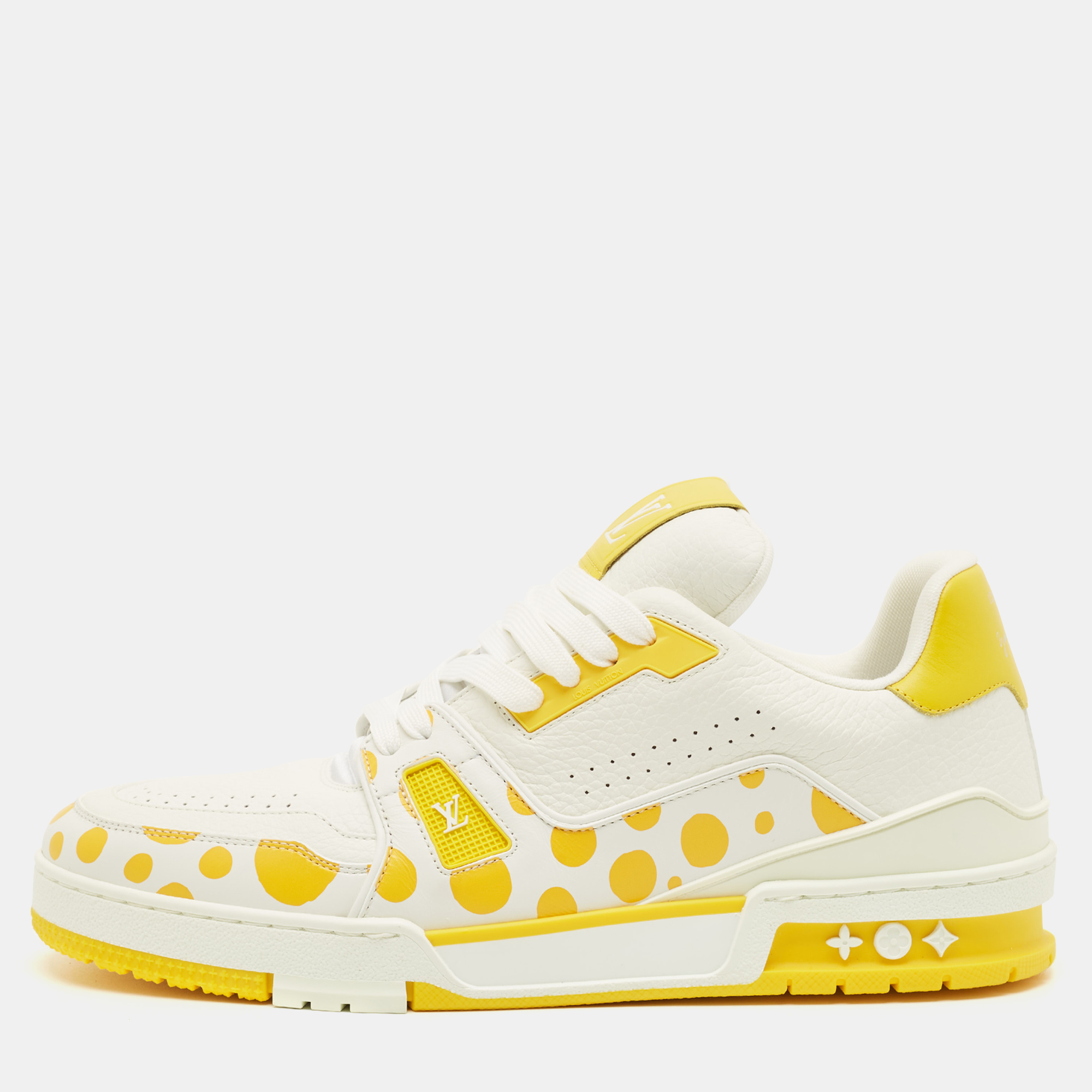 

Louis Vuitton LV Trainer Size 43 White/Yellow Monogram Leather Lace Up Sneakers