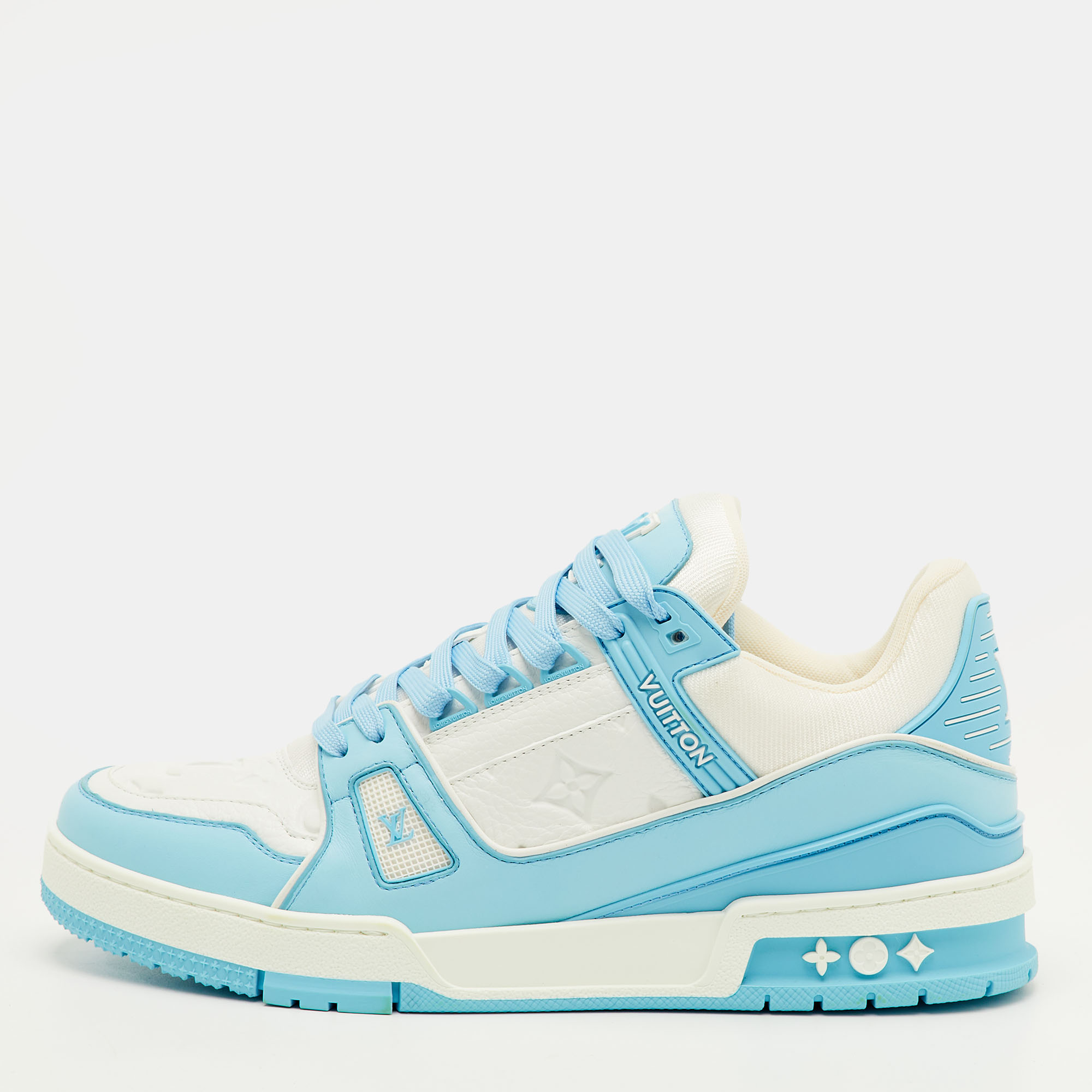 

Louis Vuitton LV Trainer Size 41.5 Sky Blue/White Leather and Fabric Sneakers