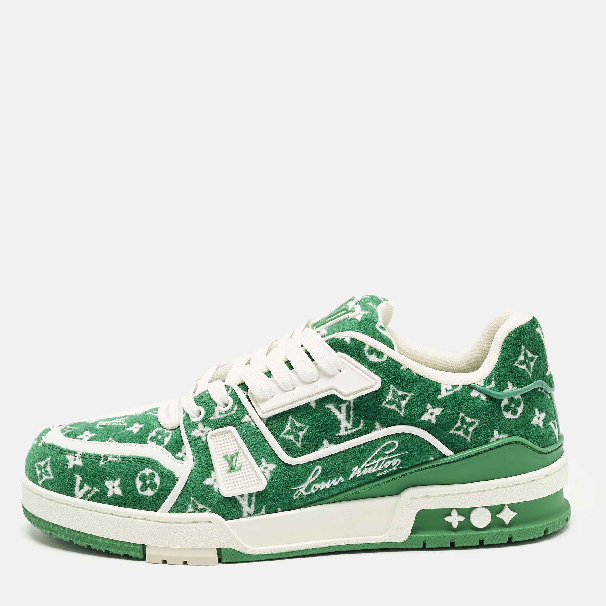 

Louis Vuitton LV Trainer Size 41 Green Monogram Jacquard Velvet Low Top Sneakers