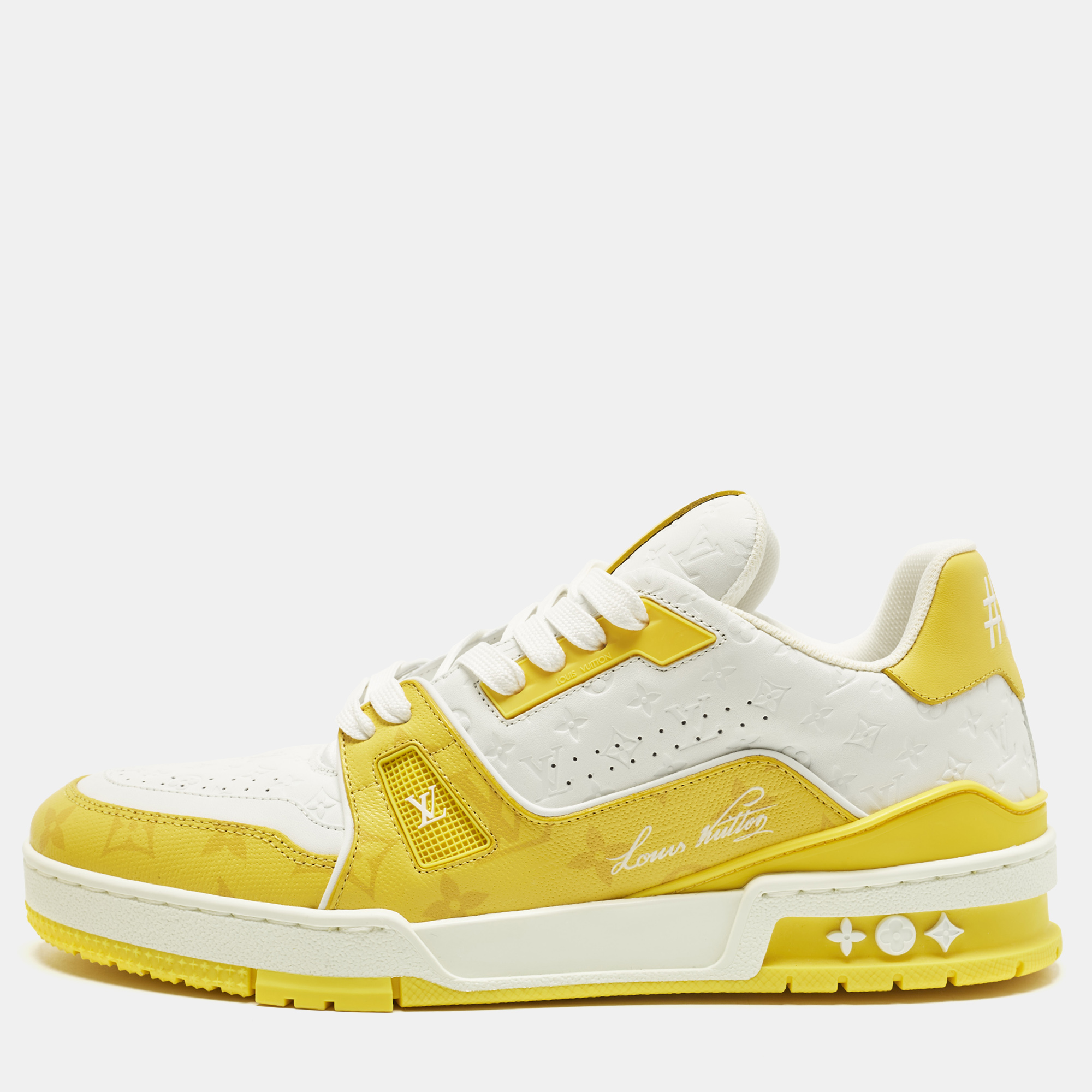 

Louis Vuitton LV Trainer Size 41 White/Yellow Monogram Leather and Canvas Low Top Sneakers