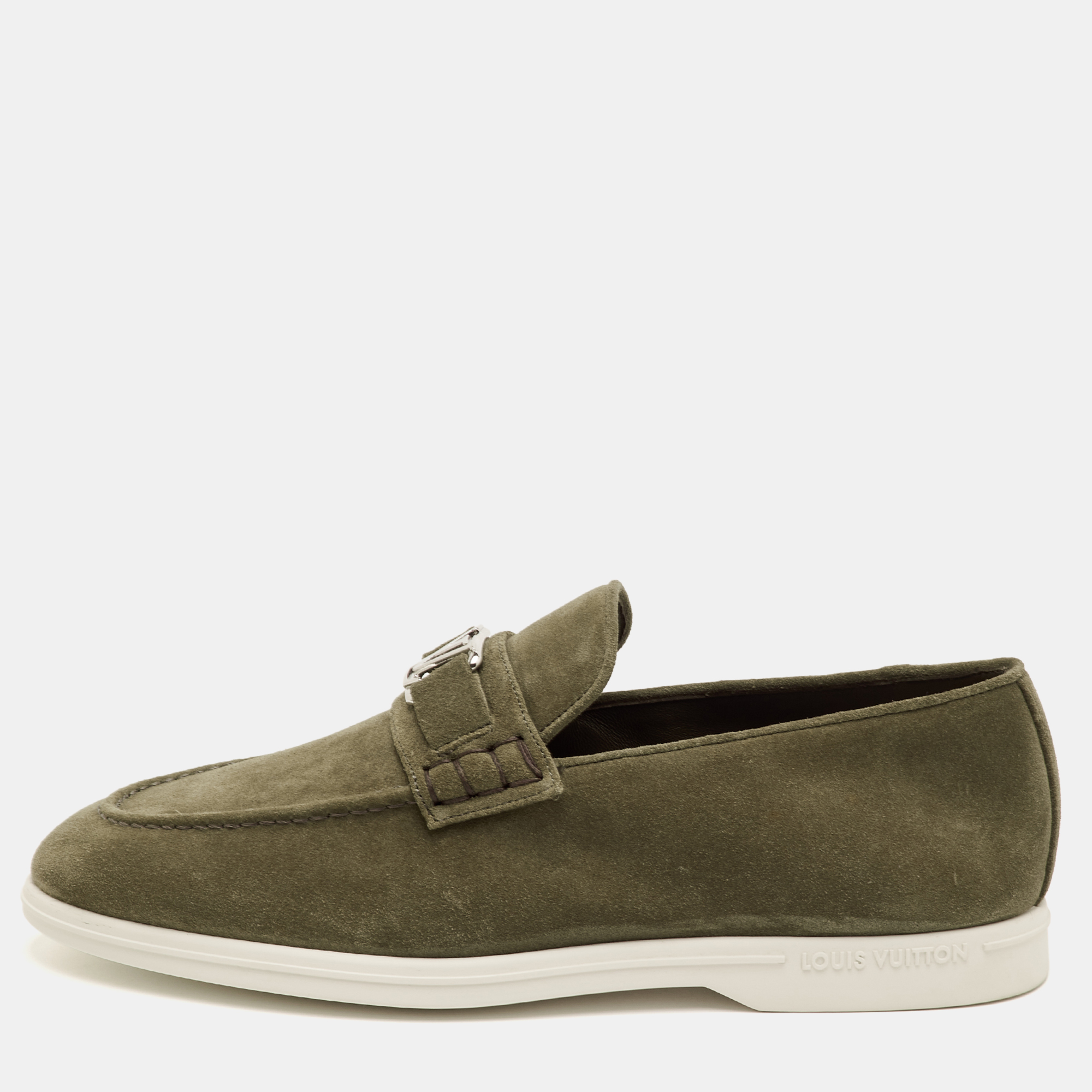 

Louis Vuitton Estate Size 41.5 Olive Green Suede Slip On Loafers
