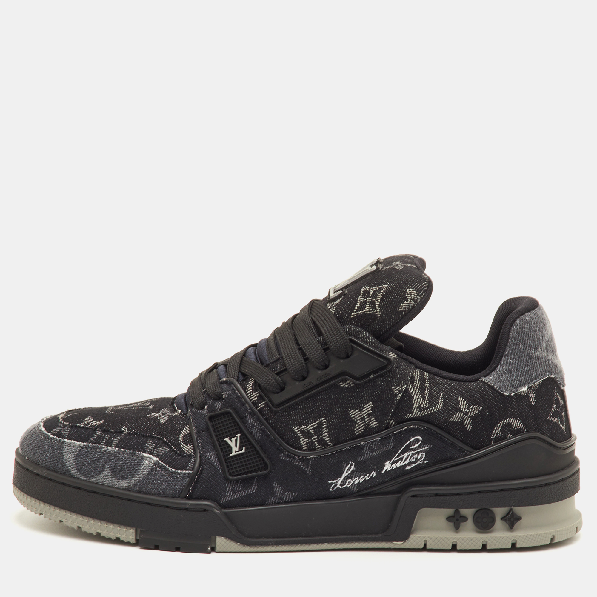 

Louis Vuitton LV Trainer Size 41 Black Monogram Denim Lace Up Sneakers