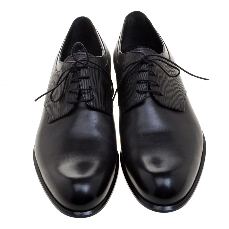 NEW Louis Vuitton Men Formal Derby Black Leather Dress Shoes Size 10/44 BNW  Box