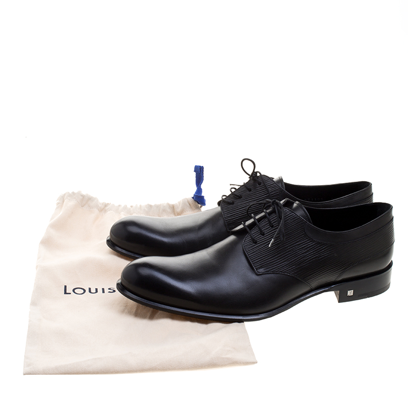LOUIS VUITTON Lambskin Derby Lace Up Shoes 8 Black 215391
