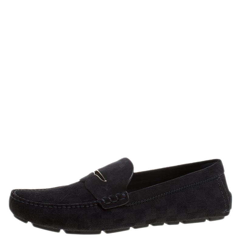 Louis Vuitton Black Damier Infini Suede Loafers Size 43.5